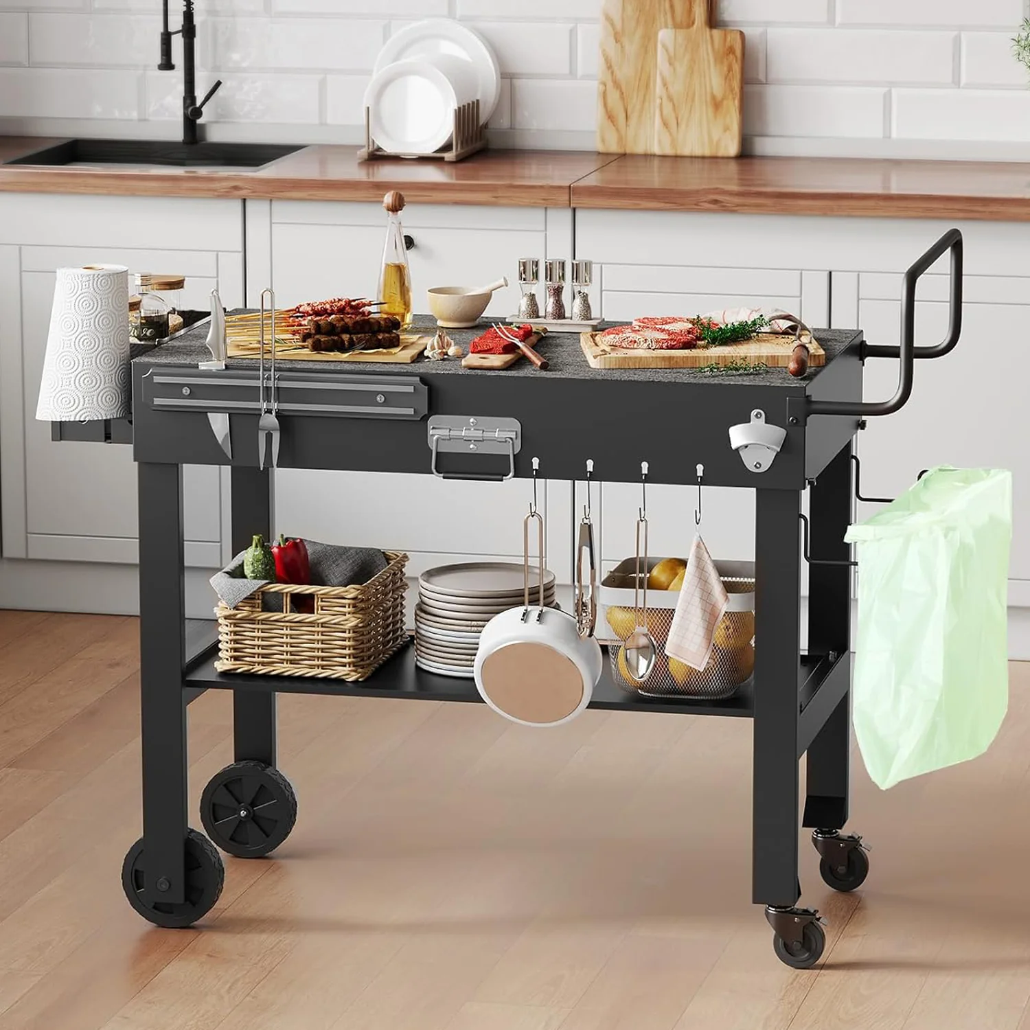 Relaxed Foldable Grill Cart with Locking Wheels Portable Outdoor Grill Table with Large Workspace for Pizza Oven Griddle and BBQ GrillFoldable Grill Cart with Locking Wheels Portable Outdoor Grill Table with Large Workspace for Pizza Oven Griddle and BBQ Grill Trendy