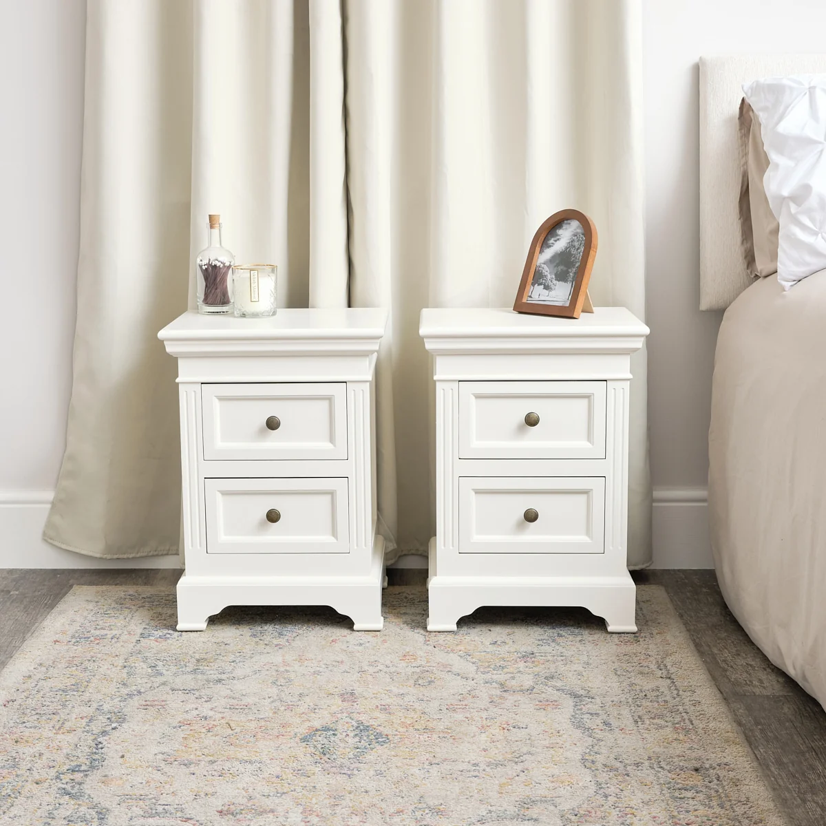 Original Design Pair of Ivory Two Drawer Bedside Tables – Daventry Ivory Range Fine