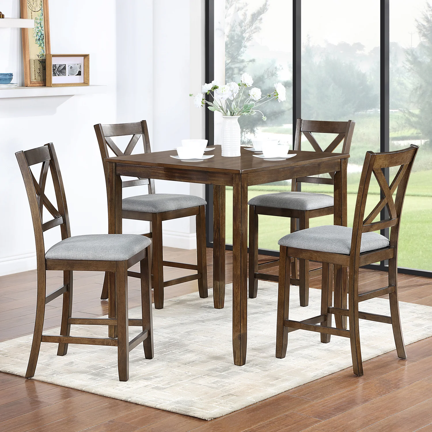 Safe 5 Piece Dining Table Set Dining Table Set for 4 Wooden Kitchen Table with 4 Upholstered Chairs5 Piece Dining Table Set Dining Table Set for 4 Wooden Kitchen Table with 4 Upholstered Chairs Specialty