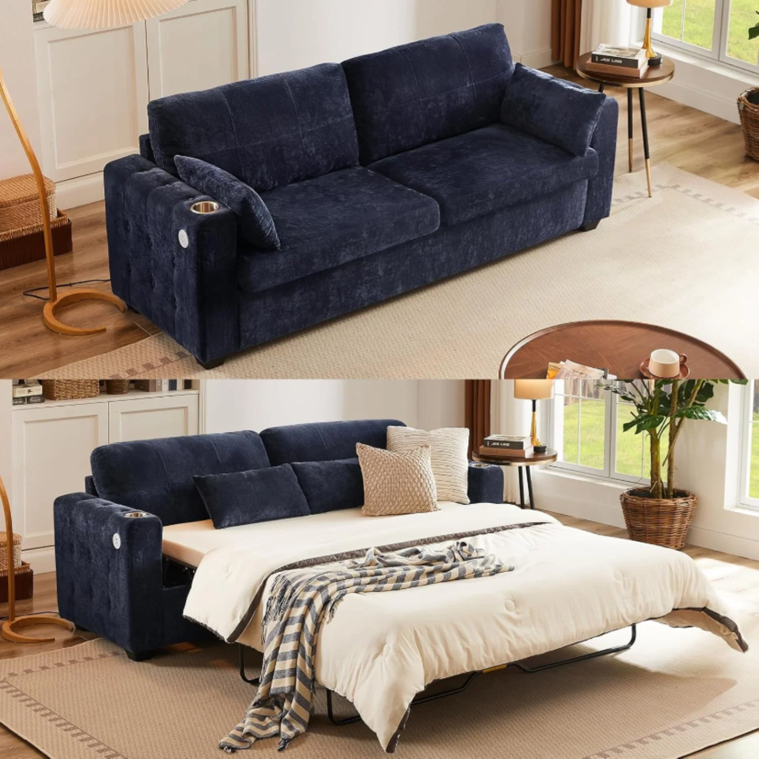 Functional Pull Out Couch Bed Sleeper Sofa Bed 83 Queen Size Sofa Bed Couch with Memory Foam Mattress and PillowsPull Out Couch Bed Sleeper Sofa Bed 83 Queen Size Sofa Bed Couch with Memory Foam Mattress and Pillows Sophisticated