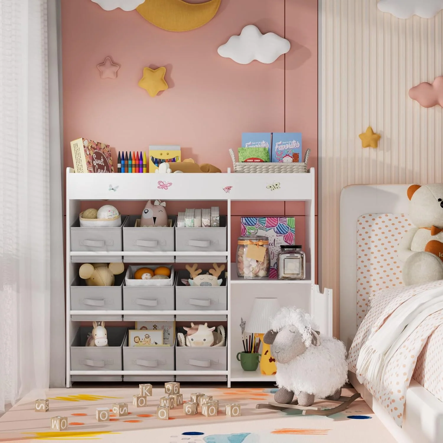 Original Toy Storage Toy Storage Organizer with Kids Bookshelf and 9 Storage Bins Cabinet for Kids RoomToy Storage Toy Storage Organizer with Kids Bookshelf and 9 Storage Bins Cabinet for Kids Room Official