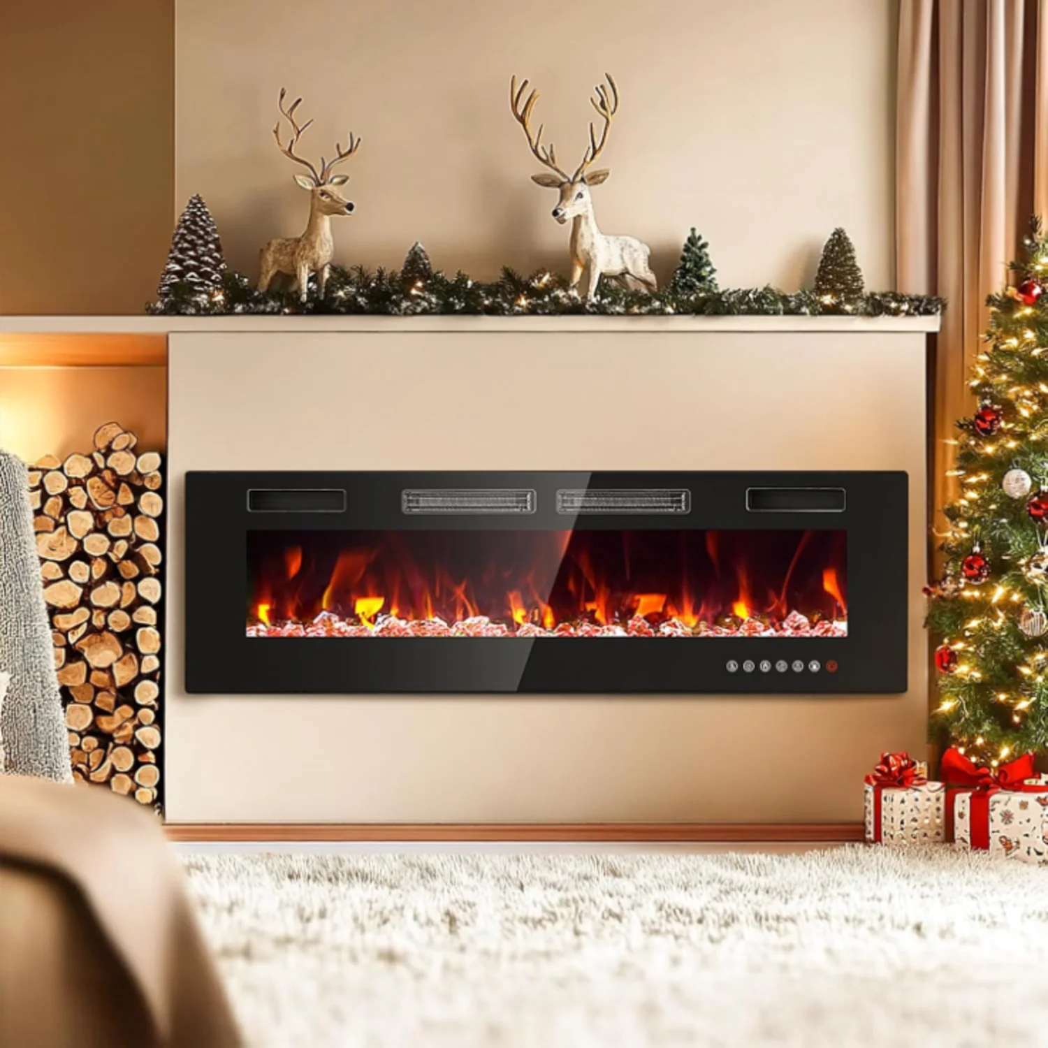 Superior Electric Fireplace Insert Ultra-Thin Fireplace Heater Recessed and Wall Mounted Fireplace with Remote Control Touch Screen Timer Adjustable Flame Color 750W 1500WElectric Fireplace Insert Ultra-Thin Fireplace Heater Recessed and Wall Mounted Fireplace with Remote Control Touch Screen Timer Adjustable Flame Color 750W 1500W Lightweight
