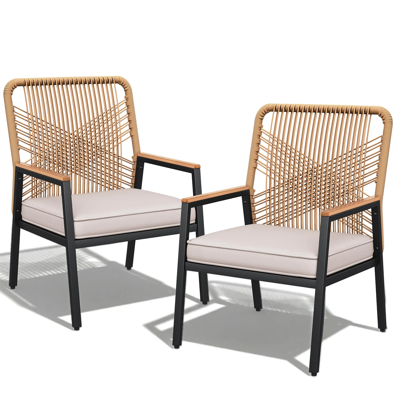 Luxury Patio Furniture Set Set of 2 4 6 8 Outdoor PE Rattan Chairs with Cushions High Back Sturdy Metal FramePatio Furniture Set Set of 2 4 6 8 Outdoor PE Rattan Chairs with Cushions High Back Sturdy Metal Frame Eco-Friendly