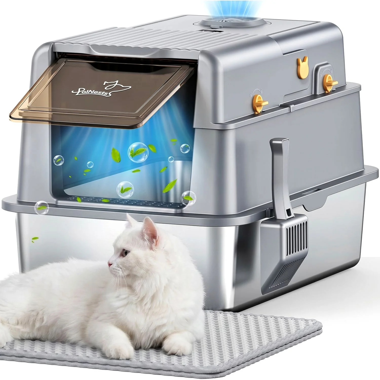 Superior Discontinued Smart Odor Control Cat Litter Box with Removable Lid XXL Extra Large Enclosed Stainless Steel Litter Box with Scoop Double Layer Litter Mat Discontinued Smart Odor Control Cat Litter Box with Removable Lid XXL Extra Large Enclosed Stainless Steel Litter Box with Scoop Double Layer Litter Mat Long-Lasting