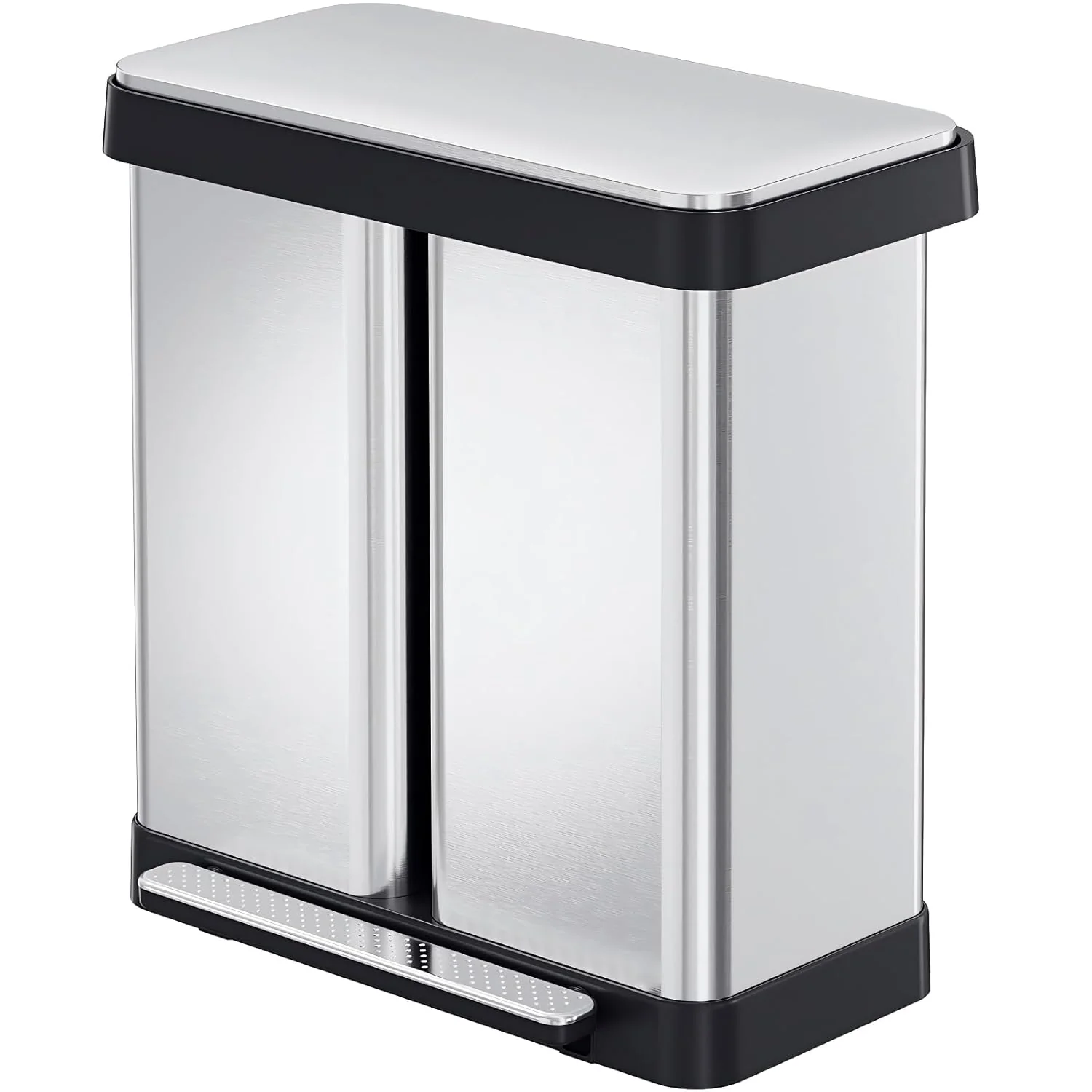 Smart 16 Gallon 60L Dual Trash Can Stainless Steel Trash and Recycle Bin with Removable Buckets Soft-Close Lids Wide Pedal16 Gallon 60L Dual Trash Can Stainless Steel Trash and Recycle Bin with Removable Buckets Soft-Close Lids Wide Pedal Fast