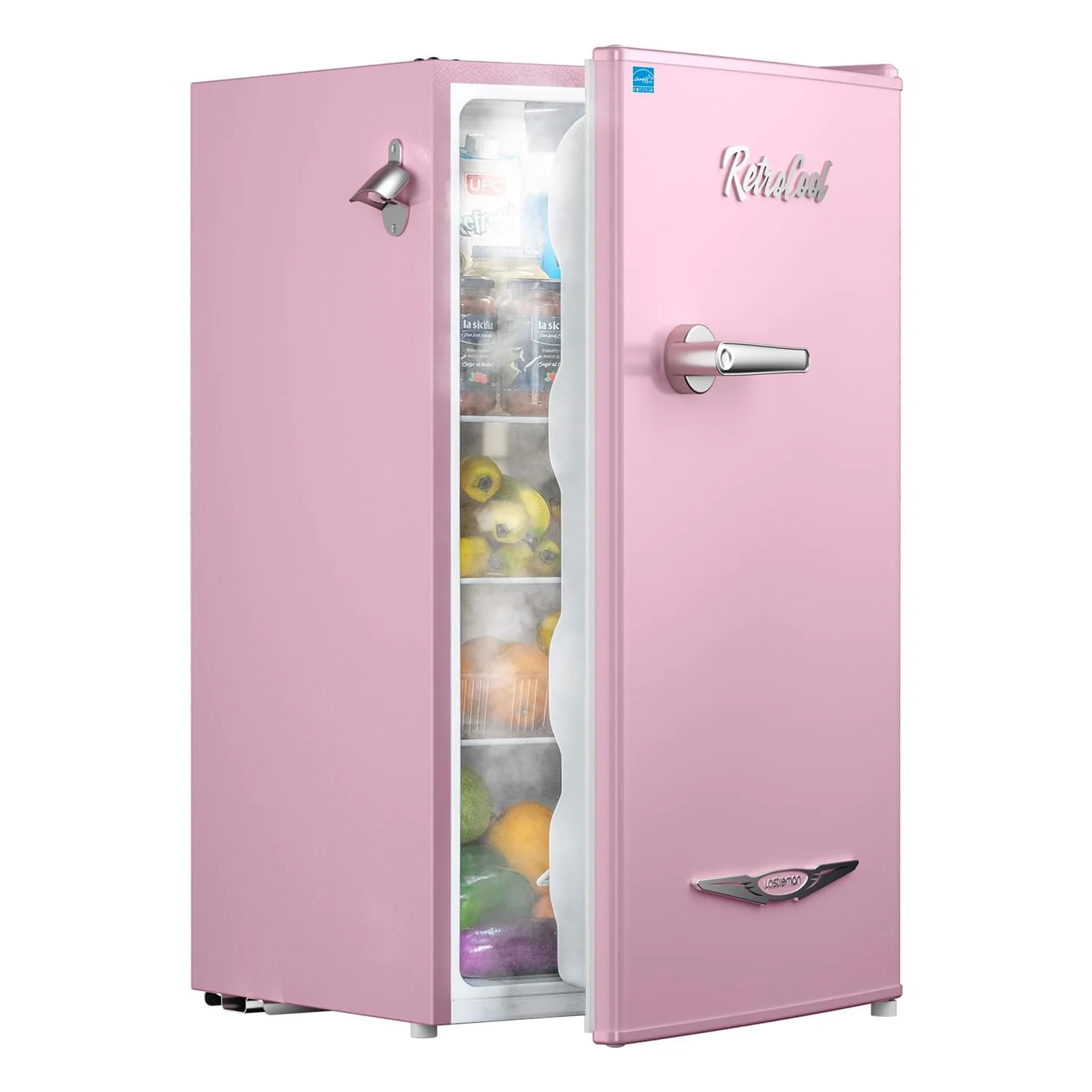 Powerful Mini Fridge 3.2 Cu.Ft Retro Compact Refrigerator with Bottle Opener Adjustable Thermostat LED Light for Dorm Office BedroomMini Fridge 3.2 Cu.Ft Retro Compact Refrigerator with Bottle Opener Adjustable Thermostat LED Light for Dorm Office Bedroom Practical