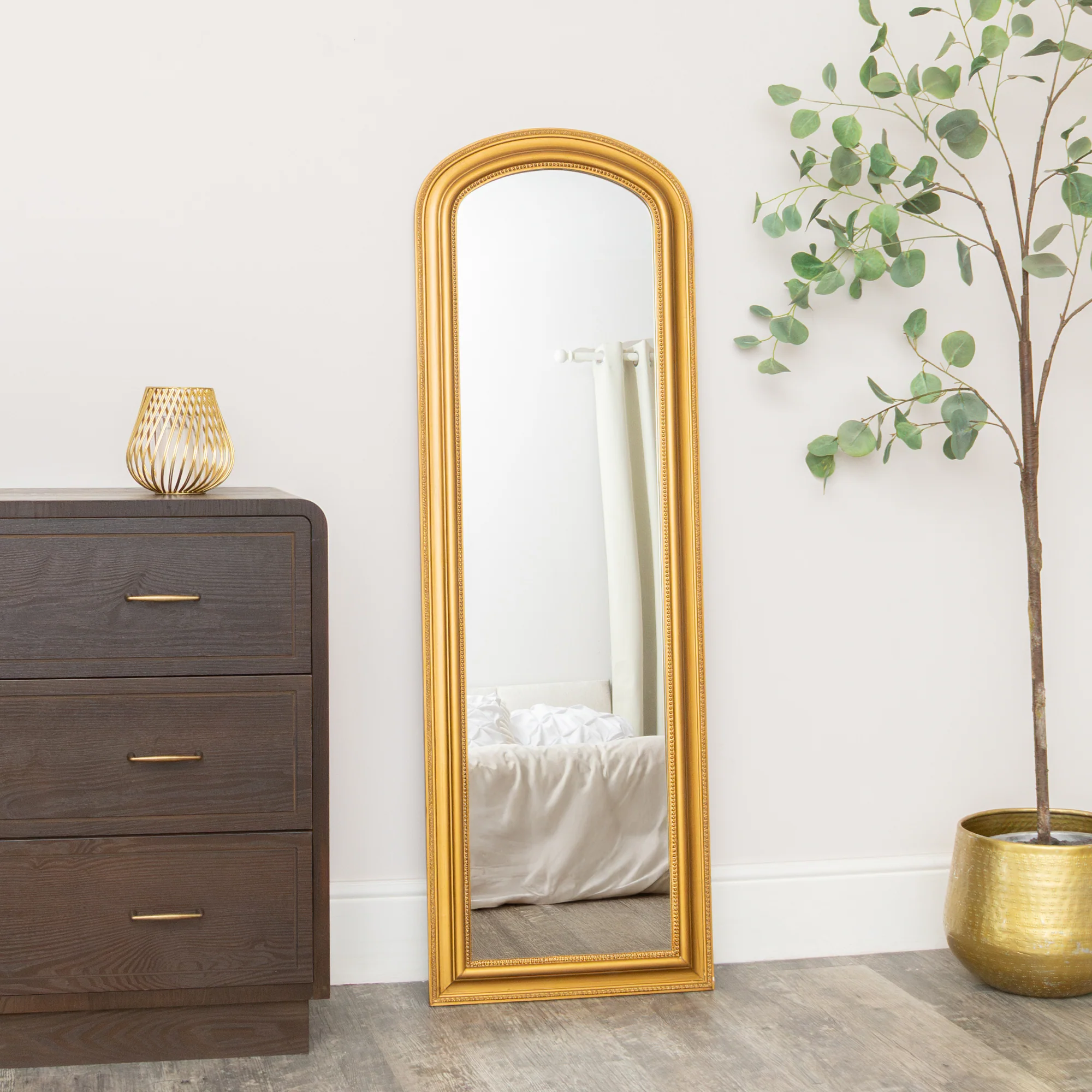 Premium Material Full Length Antique Gold Leaner Wall Mirror – 47cm x 142cm Reusable