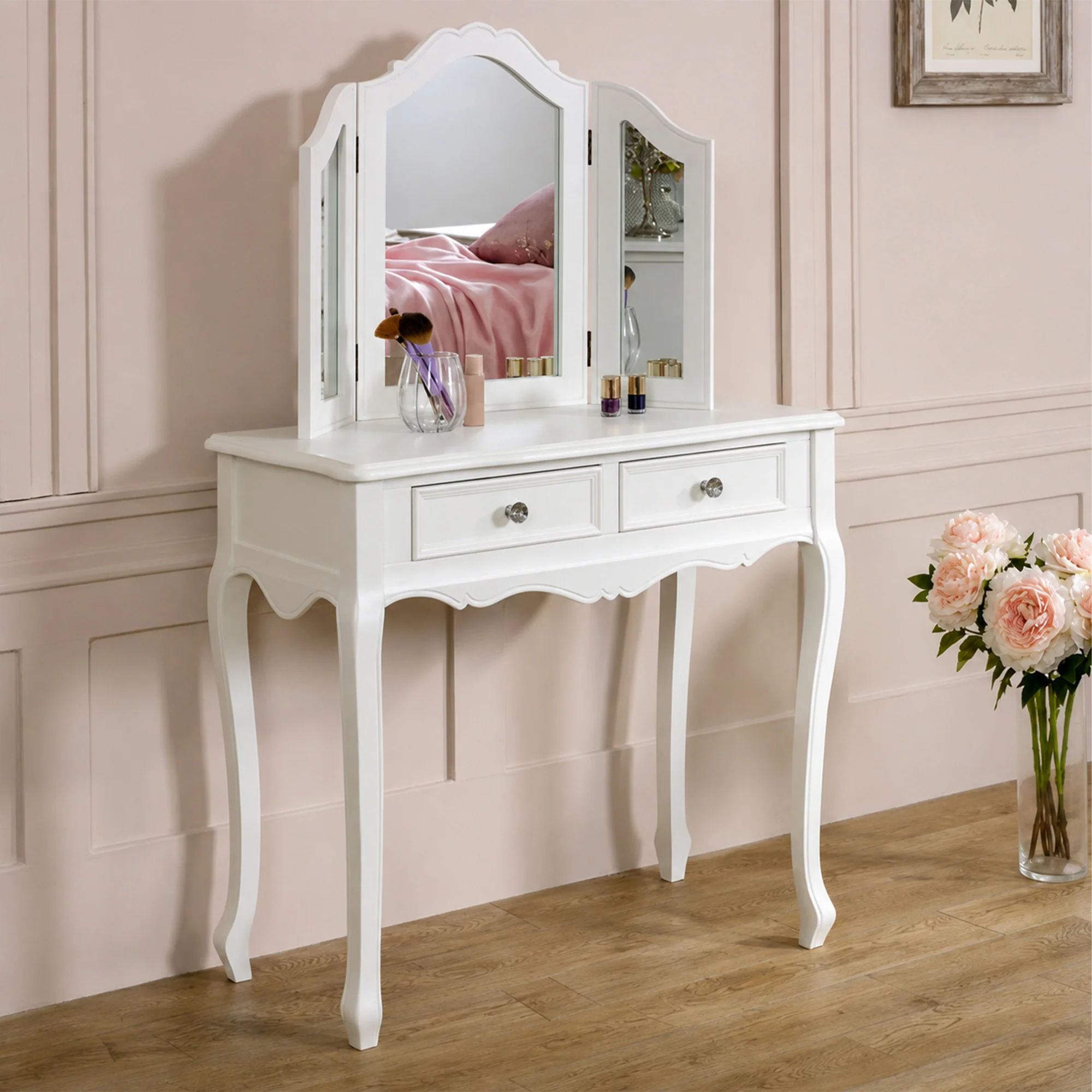 Next-Generation White Dressing Table Mirror Set – Victoria Range – Damaged second Responsible