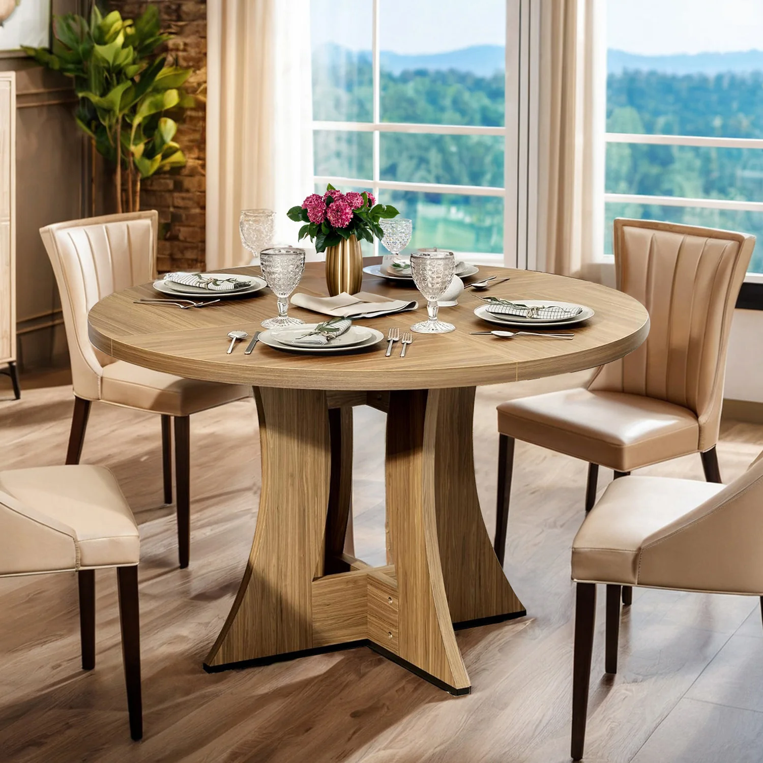 Traditional 47 Inch Round Dining Table Modern Wooden Kitchen Table47 Inch Round Dining Table Modern Wooden Kitchen Table Original Design