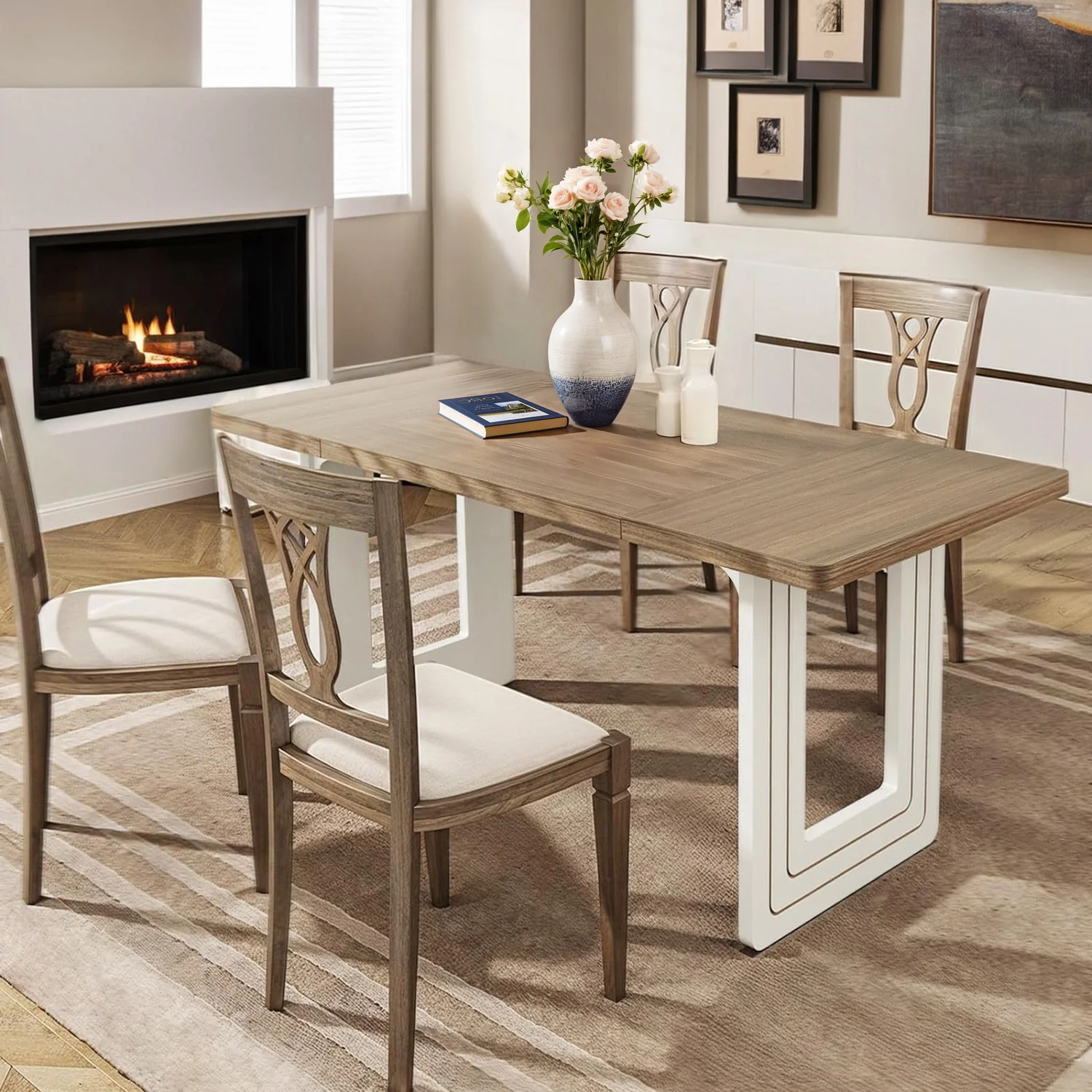 Versatile Kitchen Table 63-inch Rectangle Dinner Table for 6 PeopleKitchen Table 63-inch Rectangle Dinner Table for 6 People Lightweight