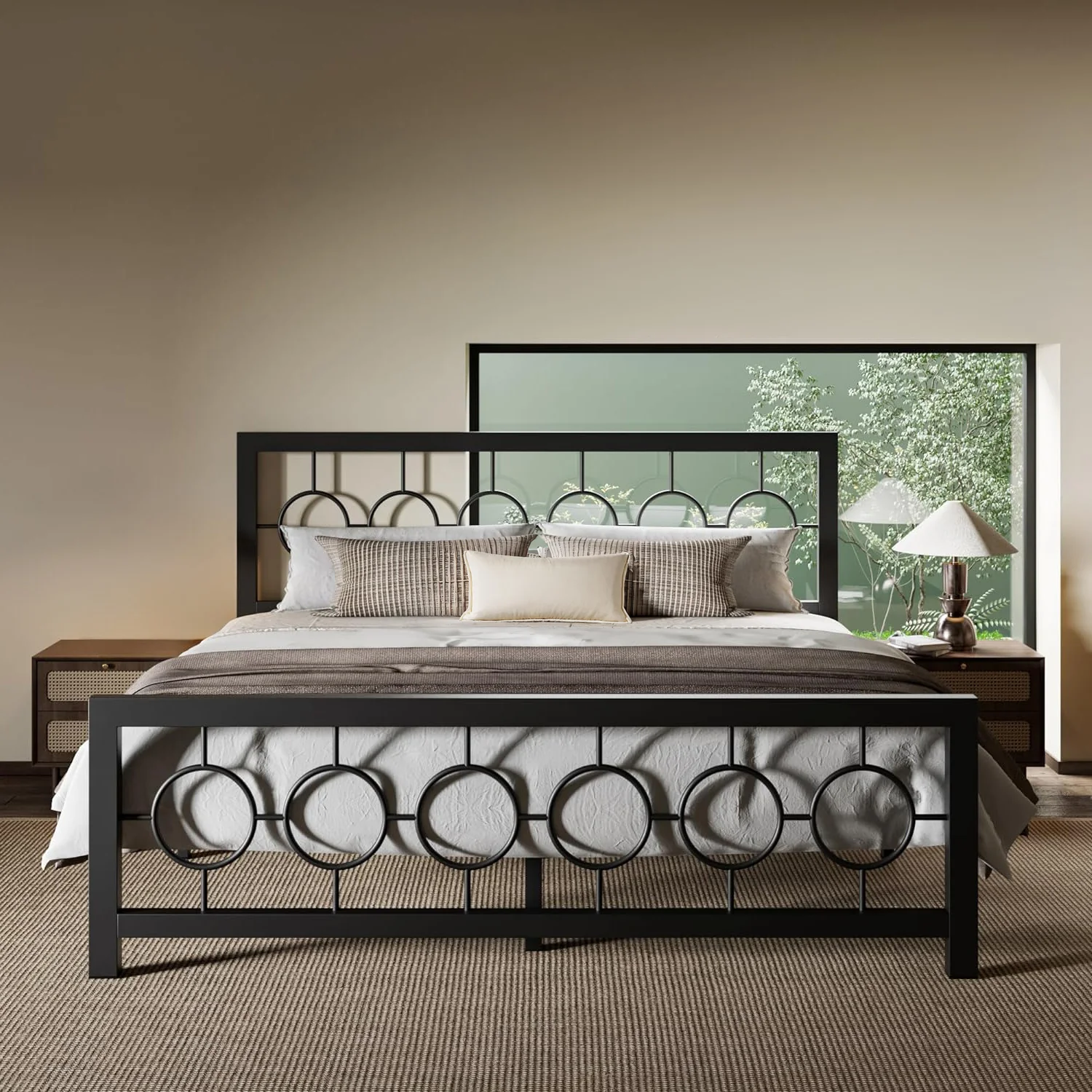 User-Friendly Modern Vintage Style Headboard Metal Bed Frame No Springs RequiredModern Vintage Style Headboard Metal Bed Frame No Springs Required Premium Material