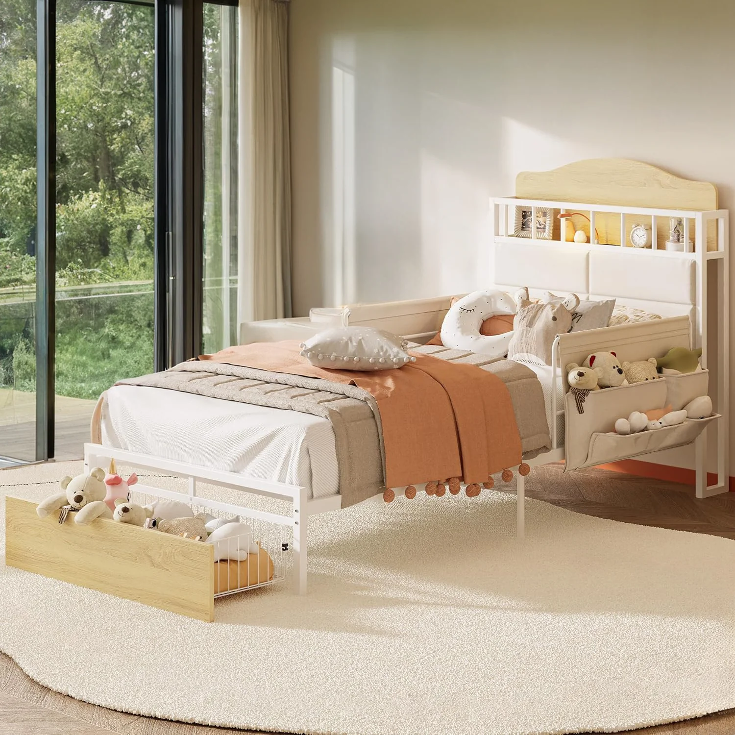 Selected Twin Platform Bed Frame with Drawers Bed Frame with Guardrails and Charging Station No Box Spring RequiredTwin Platform Bed Frame with Drawers Bed Frame with Guardrails and Charging Station No Box Spring Required Exceptional