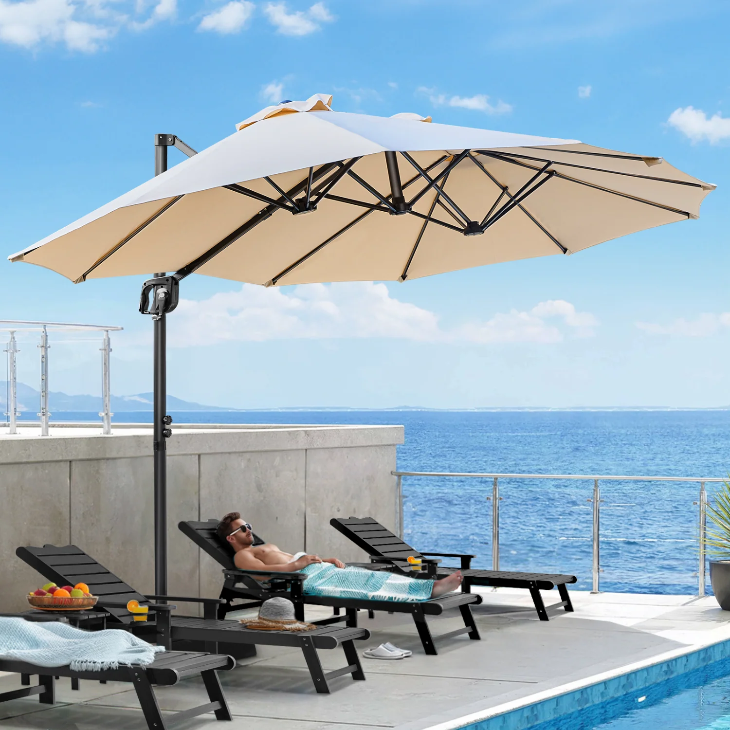 Long-Lasting 8×13 FT Cantilever Patio Umbrella with Base Included Large Double-Sided Rectangle Umbrella Outdoor Offset Sun Shade Umbrella8x13 FT Cantilever Patio Umbrella with Base Included Large Double-Sided Rectangle Umbrella Outdoor Offset Sun Shade Umbrella Responsible