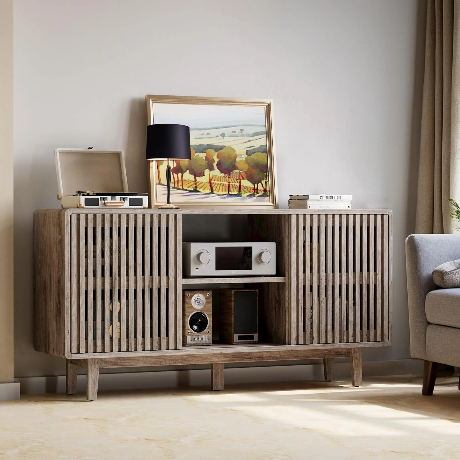 Carefully Designed 30 Tall TV Stand for 55 60 65 inch TV Tall Entertainment Center with Power Outlets Rustic Media Console with Shelves and Grille Sliding Doors30 Tall TV Stand for 55 60 65 inch TV Tall Entertainment Center with Power Outlets Rustic Media Console with Shelves and Grille Sliding Doors Artisan