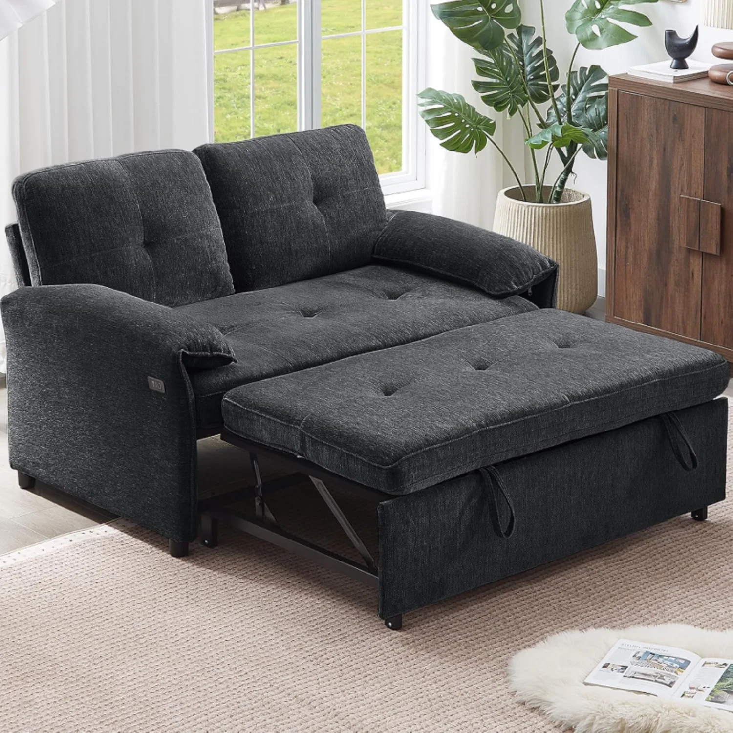 Reusable 3 in 1 Convertible Sleeper Sofa Bed Pull Out Couch Bed Chenille Sofa Bed Couch with Adjustable Backrest and USB3 in 1 Convertible Sleeper Sofa Bed Pull Out Couch Bed Chenille Sofa Bed Couch with Adjustable Backrest and USB Carefully Designed