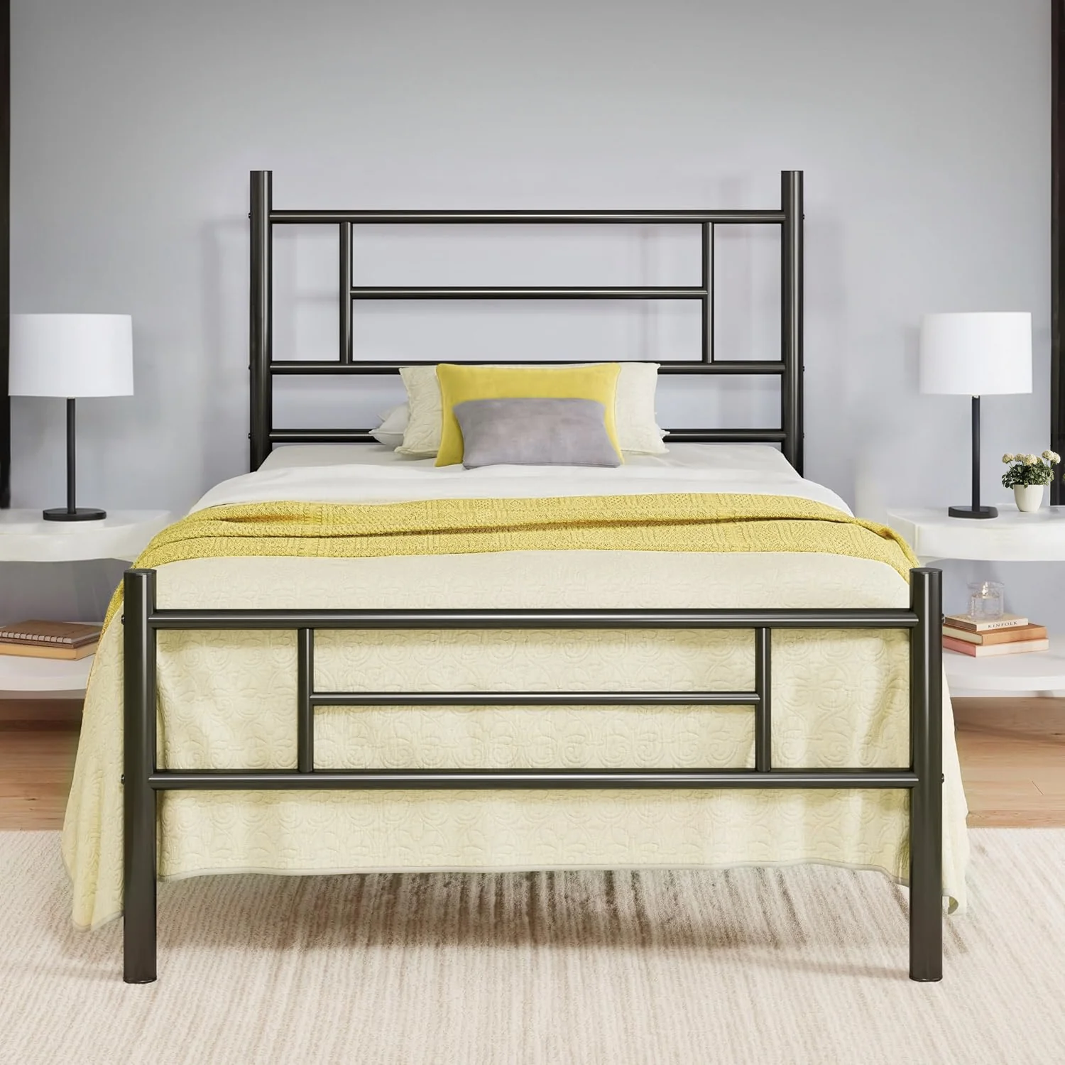 Expertly Made Twin Size Metal Platform Bed Frame with Headboard and Footboard Underbed Storage Strong Metal Slats Support Mattress Foundation No Box Spring NeededTwin Size Metal Platform Bed Frame with Headboard and Footboard Underbed Storage Strong Metal Slats Support Mattress Foundation No Box Spring Needed Casual