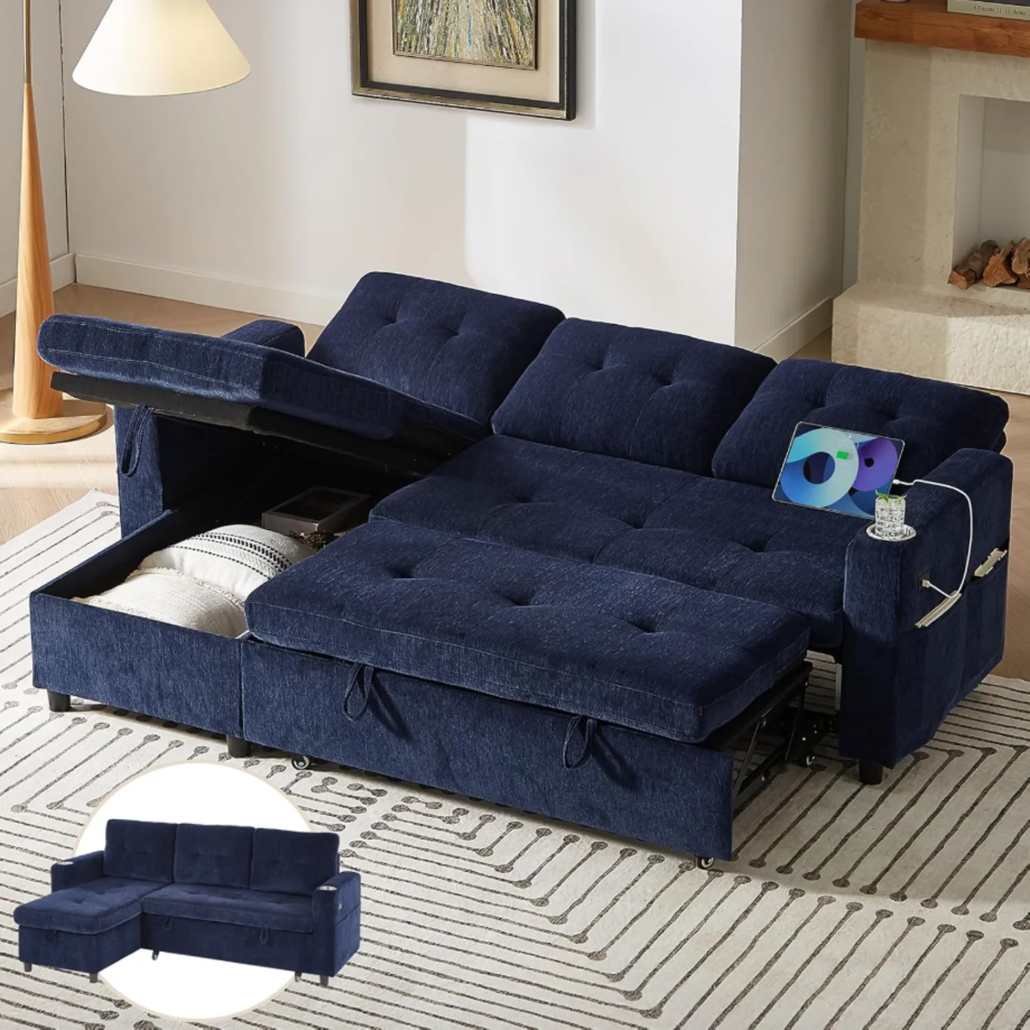 Verified Discontinued L Shaped Sofa Bed Sleeper Sofa 3 in 1 Pull Out Couch Bed with Storage Chaise and USB Ports Discontinued L Shaped Sofa Bed Sleeper Sofa 3 in 1 Pull Out Couch Bed with Storage Chaise and USB Ports Breathable