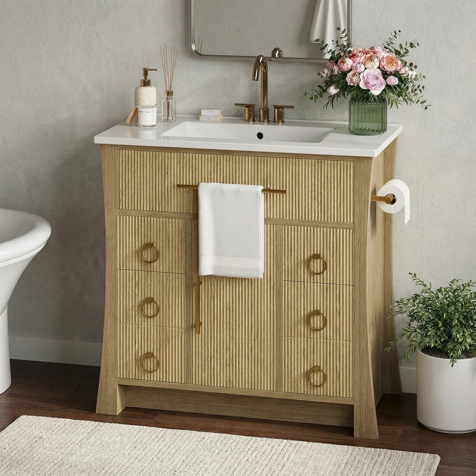 Powerful 36 Bathroom Vanity with Sink standing Farmhouse Vanity Cabinet with Drawers and Storage36 Bathroom Vanity with Sink standing Farmhouse Vanity Cabinet with Drawers and Storage High-Grade