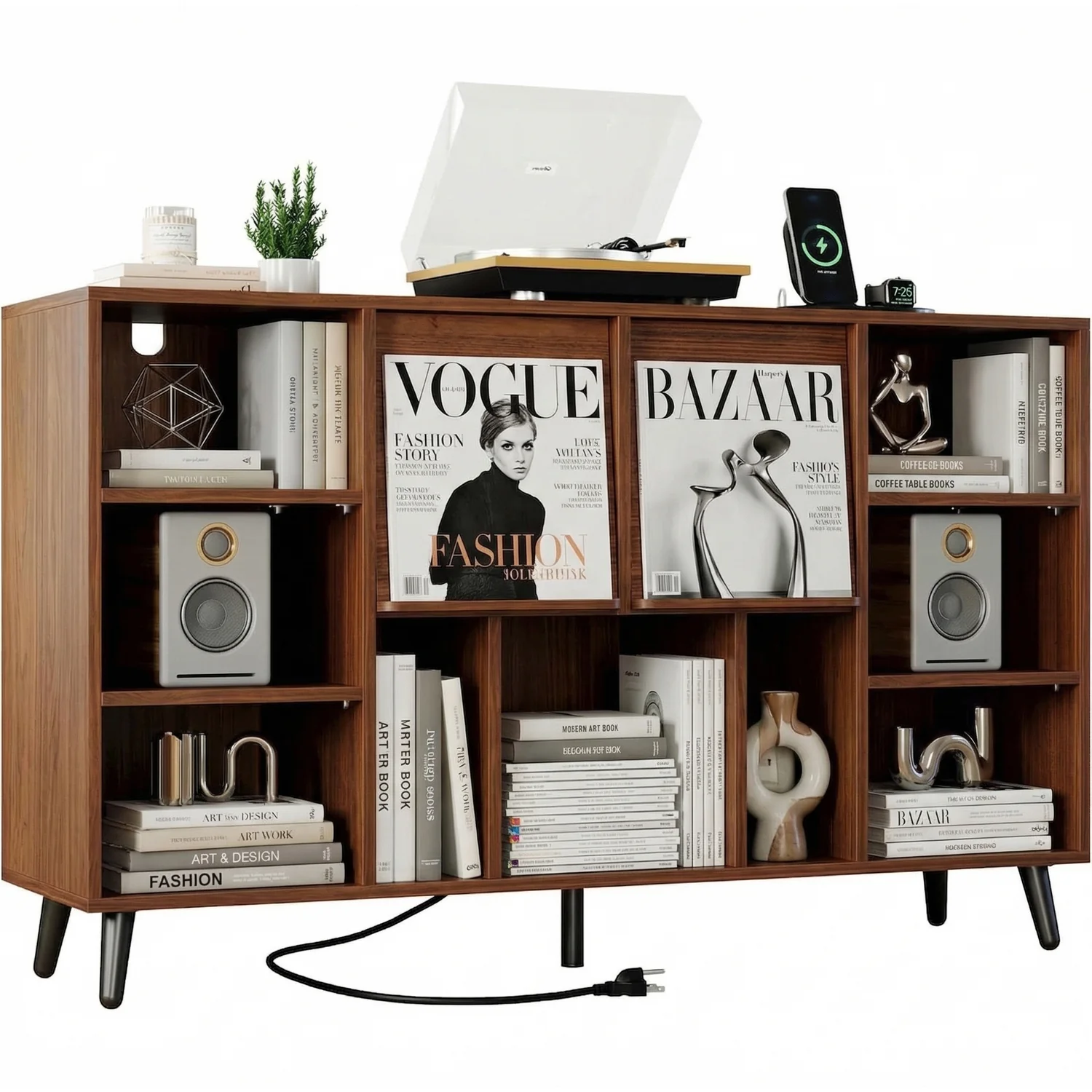 Smart 55 Large Record Player Stand with Charging Station Vinyl Record Storage Cabinet and Turntable Stand55 Large Record Player Stand with Charging Station Vinyl Record Storage Cabinet and Turntable Stand Consistent