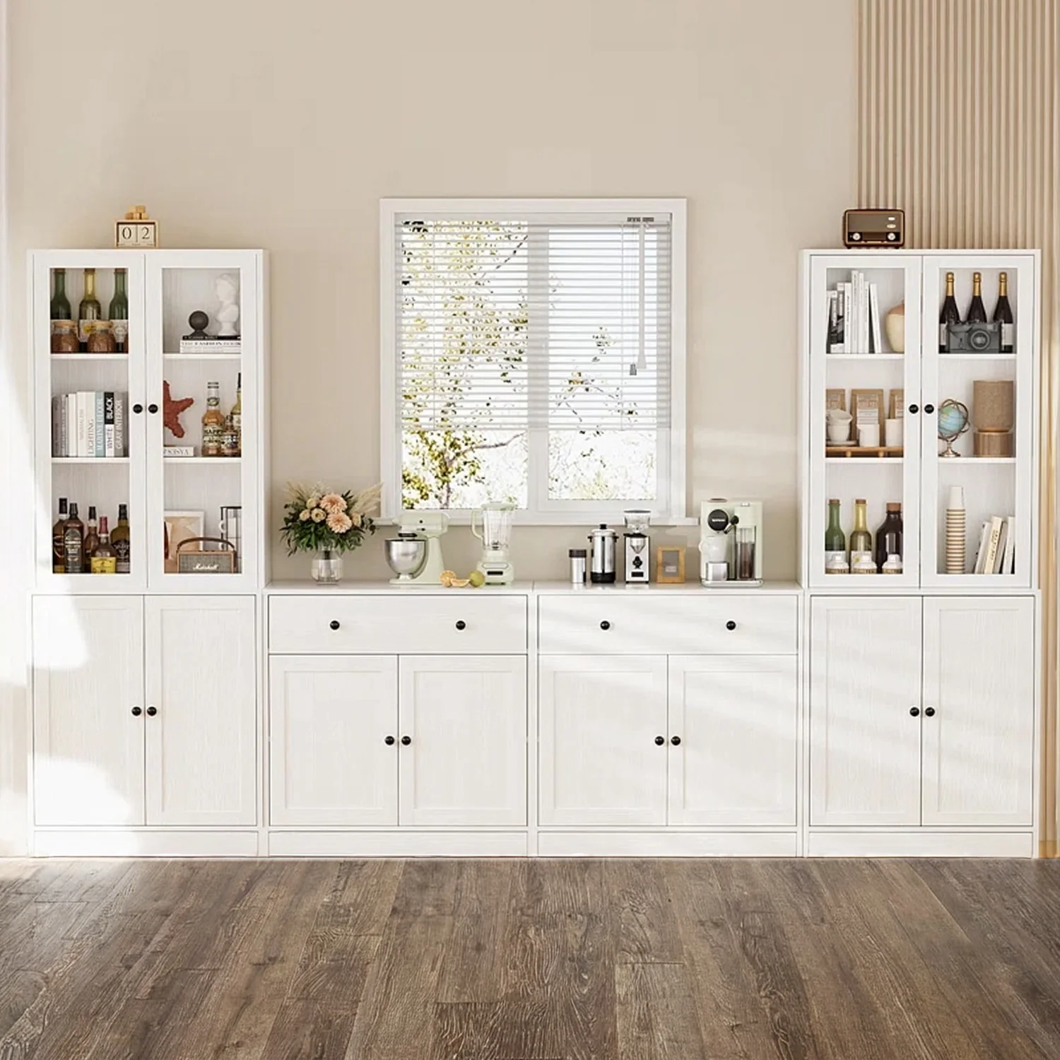 Long-Lasting Combination Kitchen Pantry with Bookshelves 4-piece Set 2B 2C Combination Kitchen Pantry with Bookshelves 4-piece Set 2B 2C World-Class