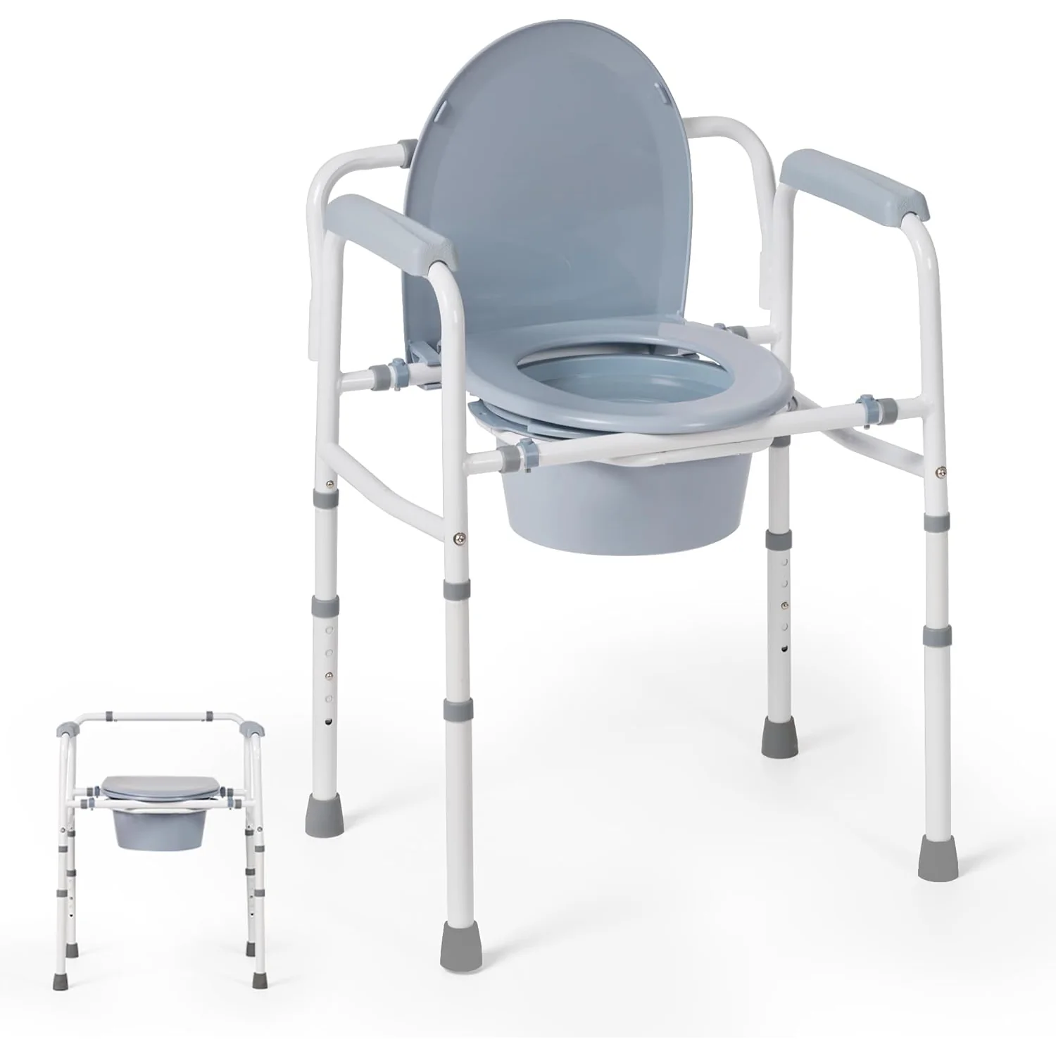 Clean Bedside Commode Chair for Seniors Folding Portable Toilet Chair with 5 Adjustable Height Extra Wide Seat 7.5 Qt BucketBedside Commode Chair for Seniors Folding Portable Toilet Chair with 5 Adjustable Height Extra Wide Seat 7.5 Qt Bucket Professional