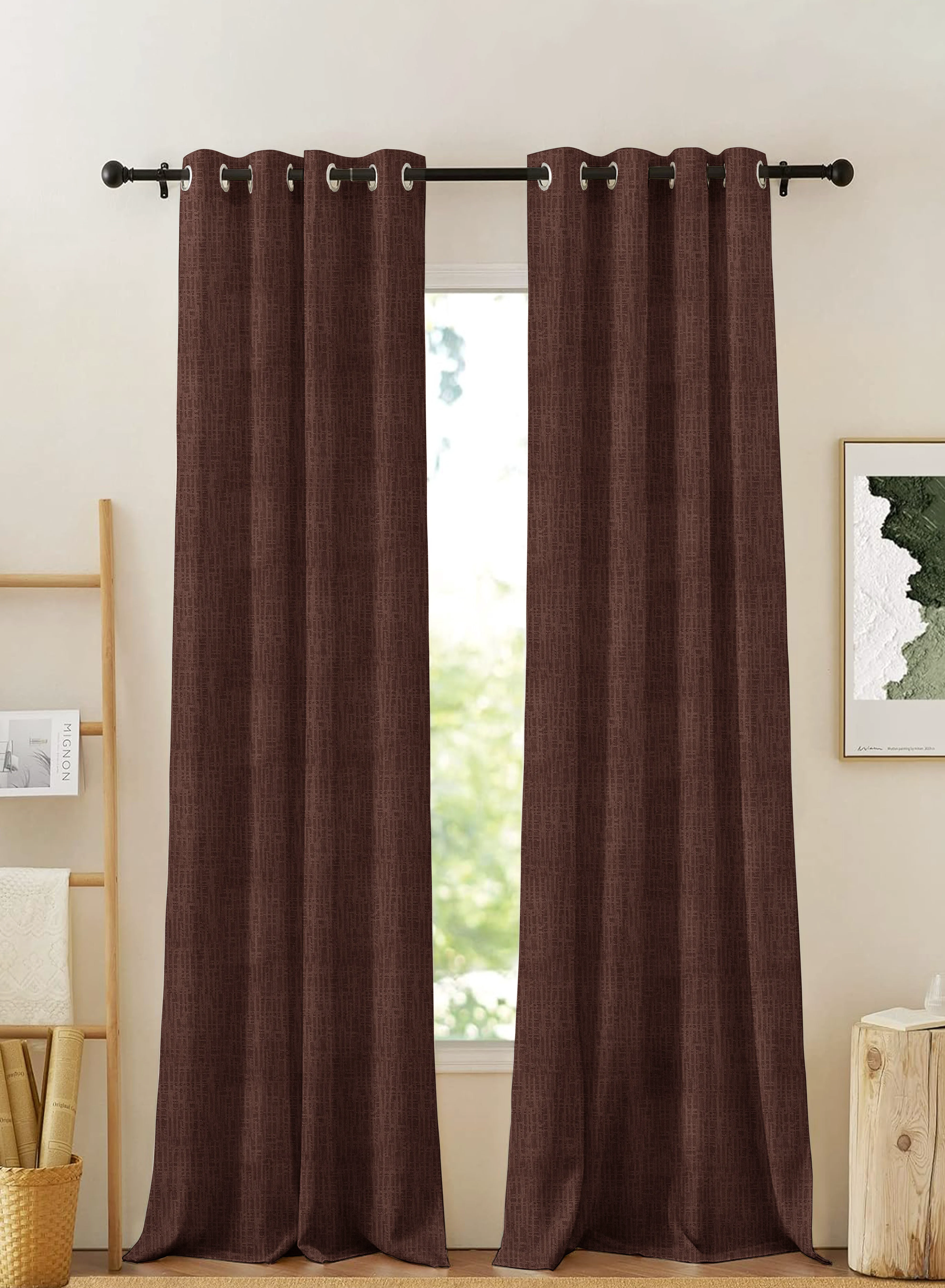 Genuine Elora Textured Blackout Curtains Minimal Design Total Light Block Deep Brown Set of 2 Fully CustomizableThe Guide to Measuring and Choosing Curtains Safe
