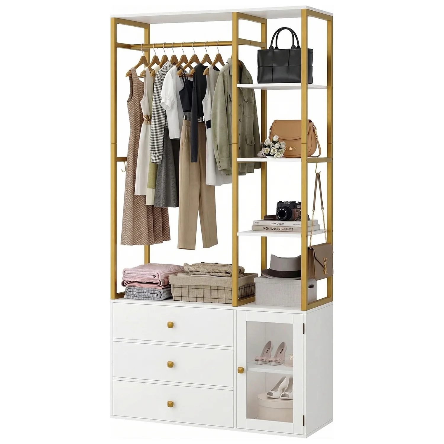 Elite 81.3 Closet System Organizer with Drawers Wardrobe Closet with Hanging Rods and Shelves81.3 Closet System Organizer with Drawers Wardrobe Closet with Hanging Rods and Shelves Proven