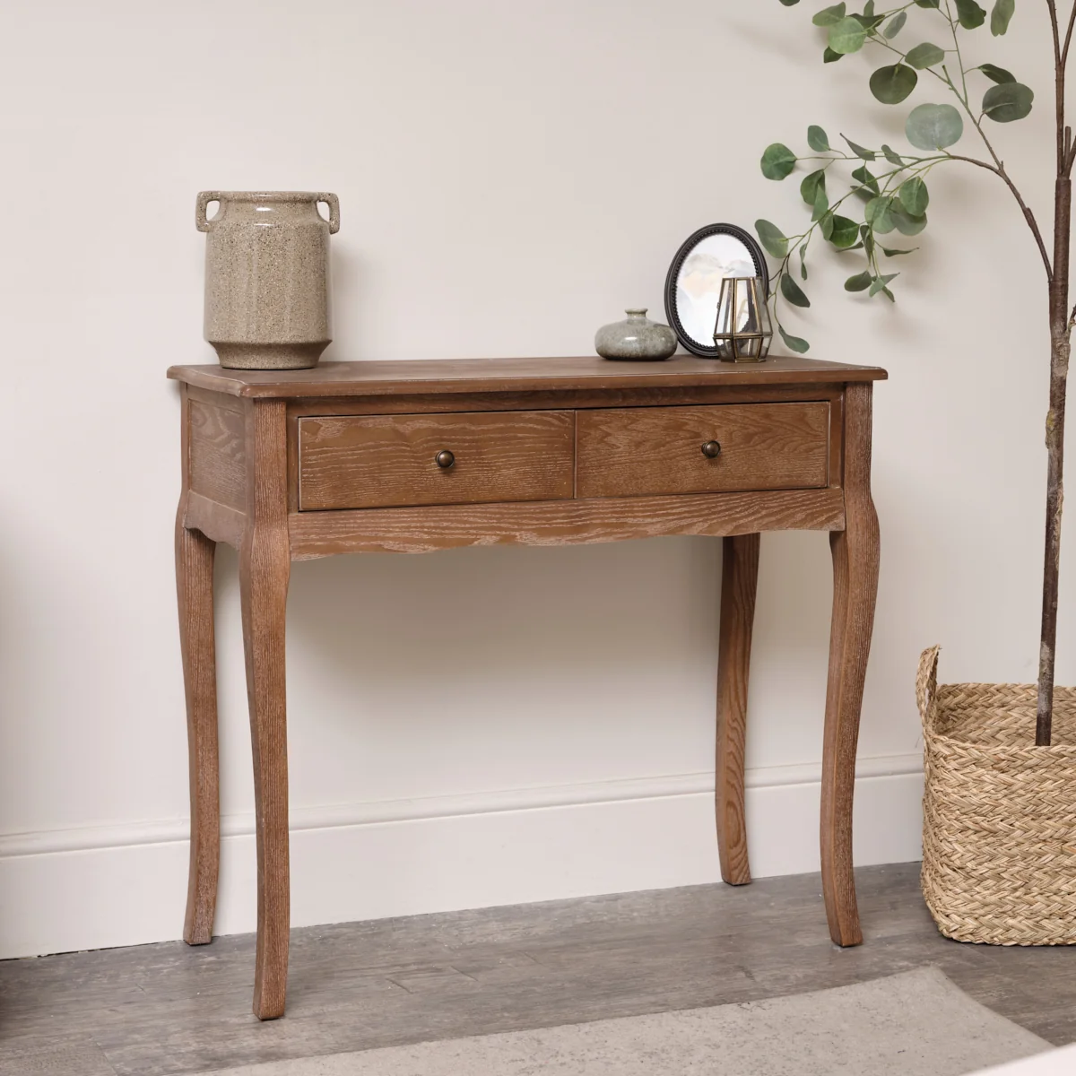 Innovative Dark Wood 2 Drawer Dressing Table – Ashwell Range Relaxed