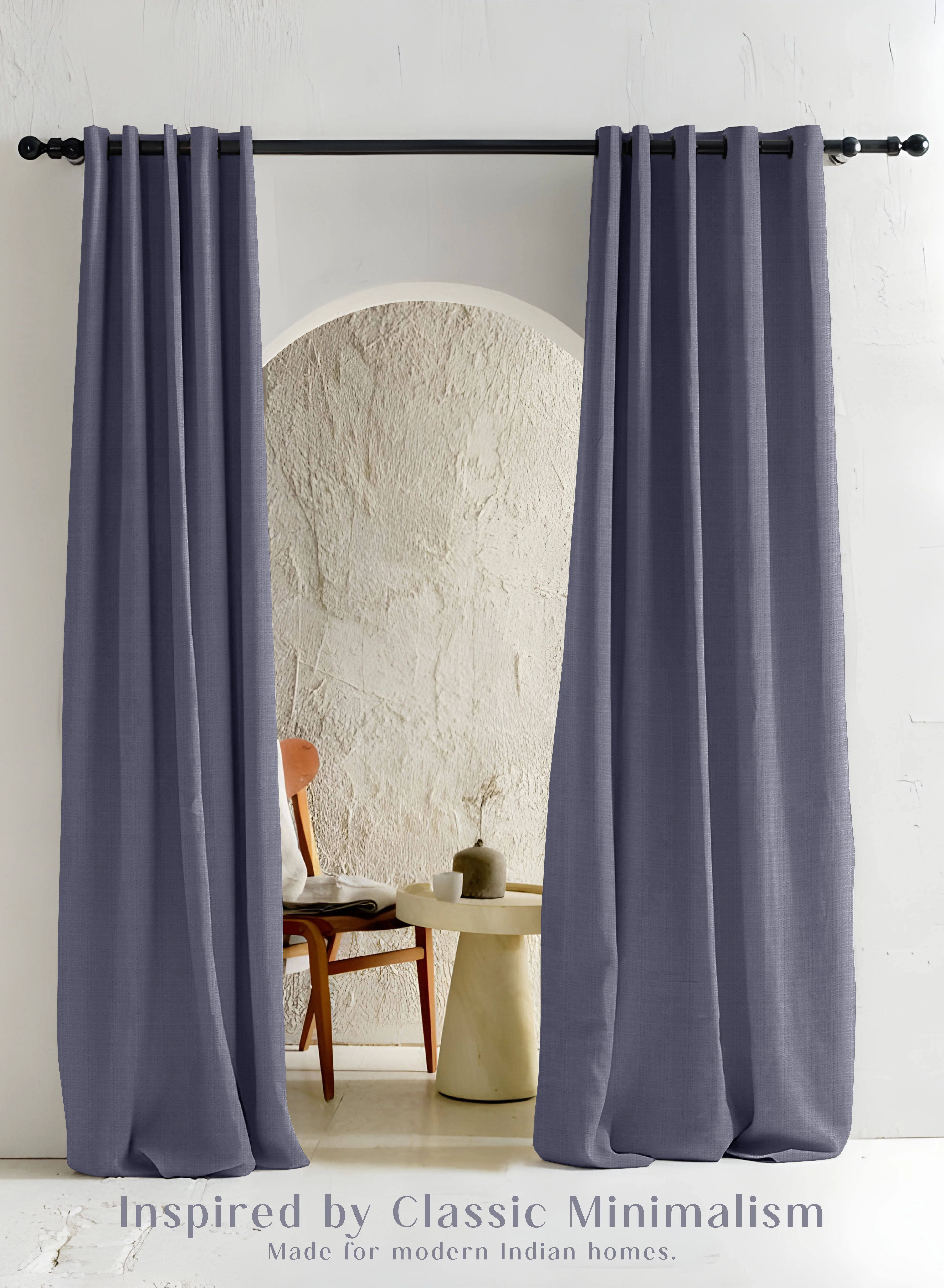 Elegant Cocoon Minimal Texture Blackout Curtains Modern Aesthetic Total Light Block Denim Blue Set of 2 Fully CustomizableThe Guide to Measuring and Choosing Curtains Premium Material