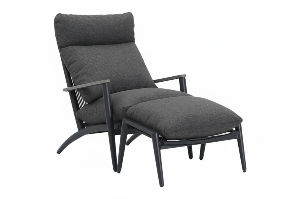 Minimalist Florent Outdoor Lounge with Ottoman Gunmetal Specialty