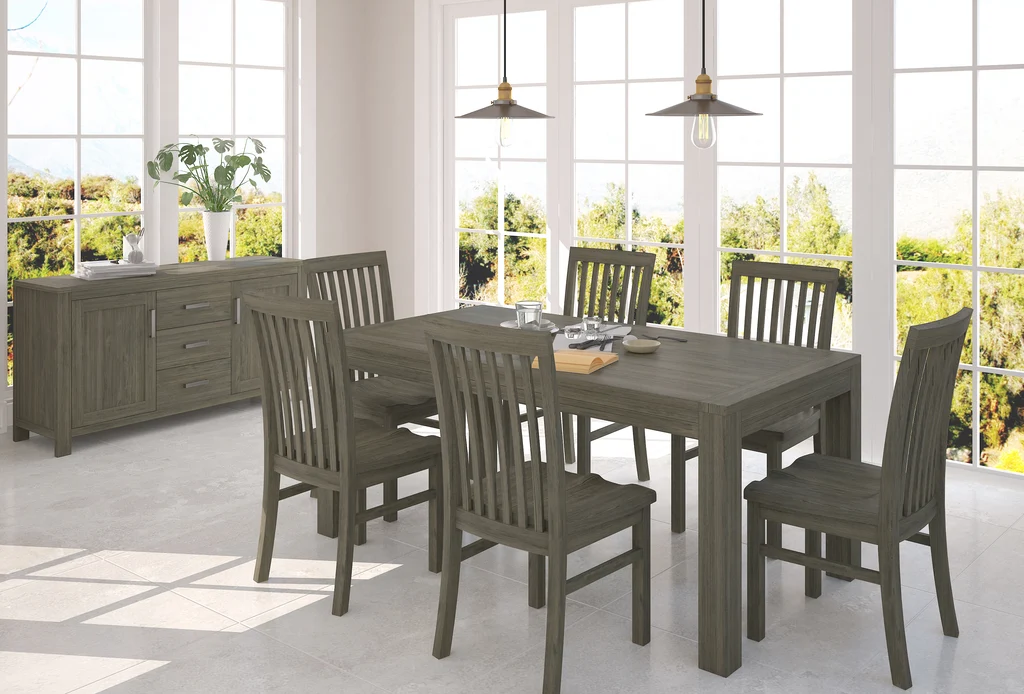 Contemporary Madrid 7pce Dining Suite – Brushed Grey High-Quality