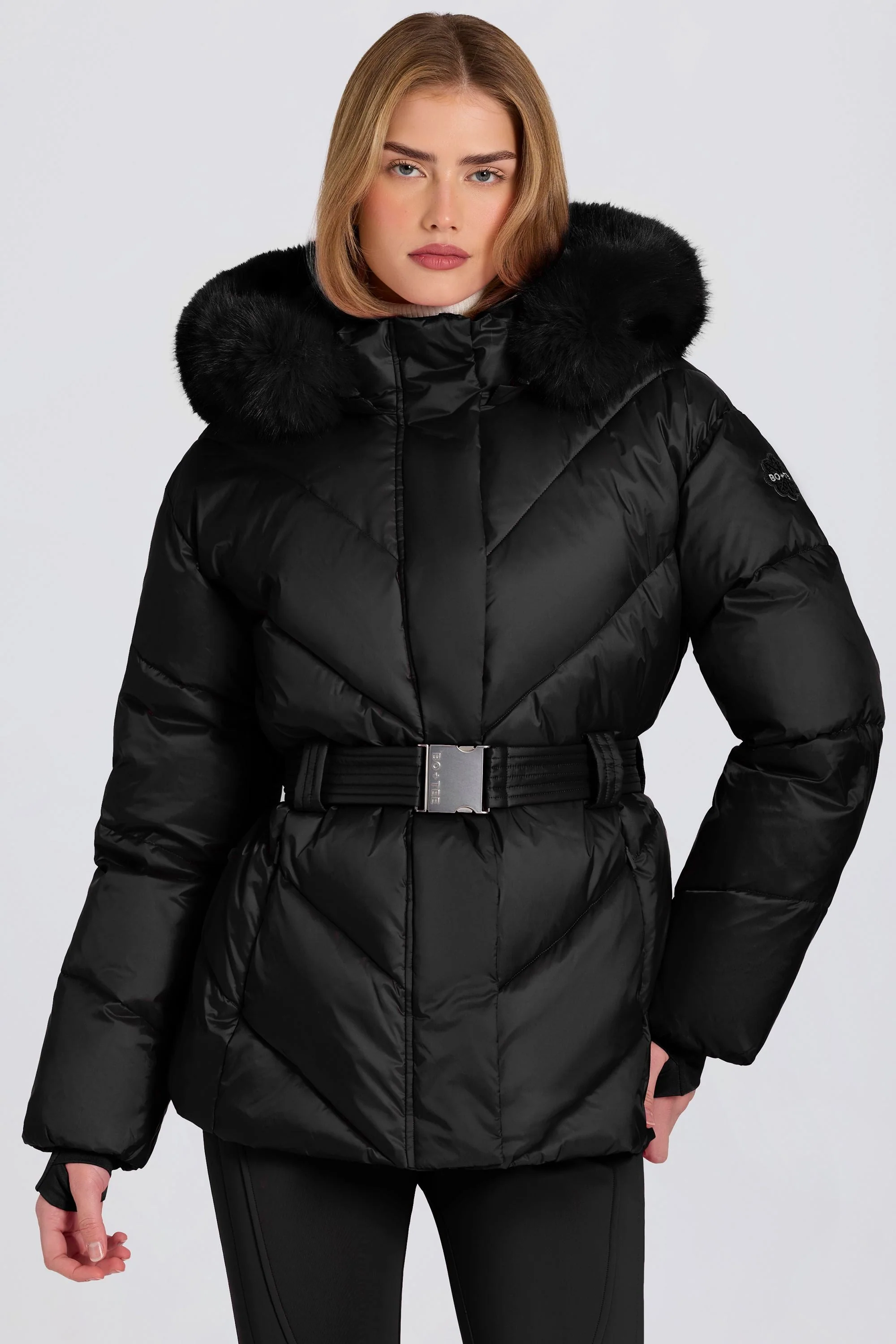 Fine Crafted Waterproof Faux-Fur Hood Ski Jacket in Black Quality