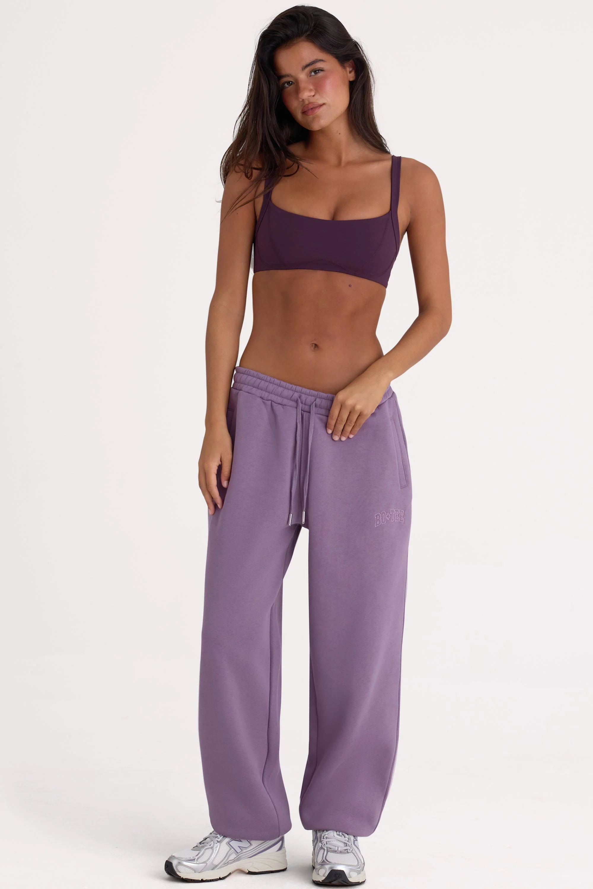 Green Brushed Jersey Mid-Rise Relaxed Joggers in Dusk Artisan