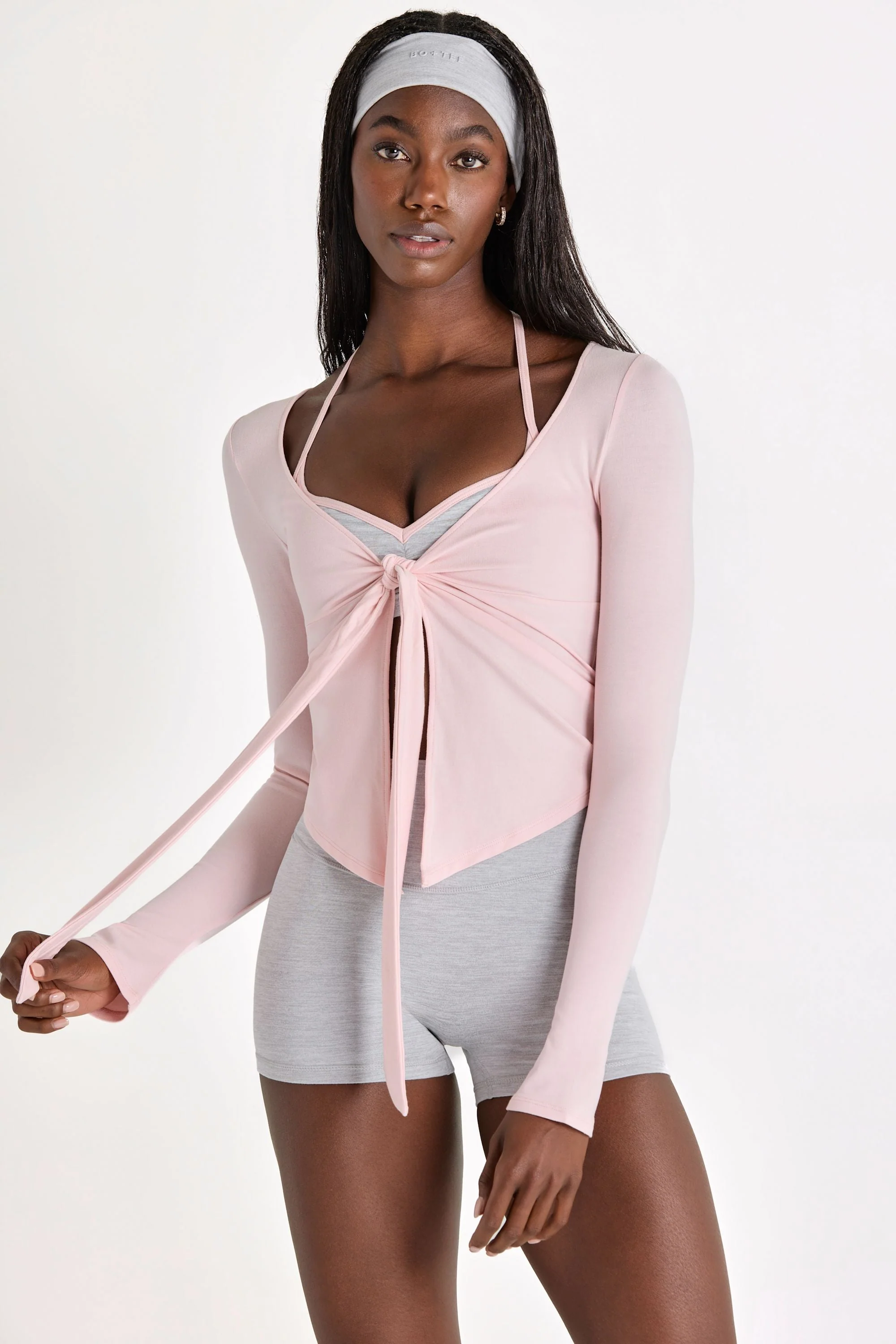Detailed ButterCloud™ Tie-Front Top in Blush Efficient