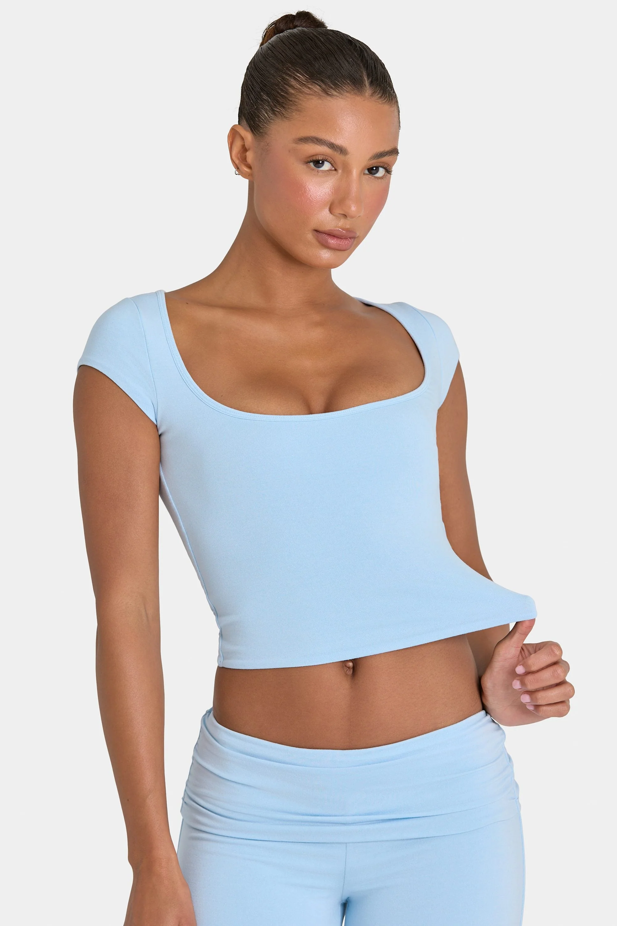 Solid ButterCloud™ Crop Top in Sky Classic