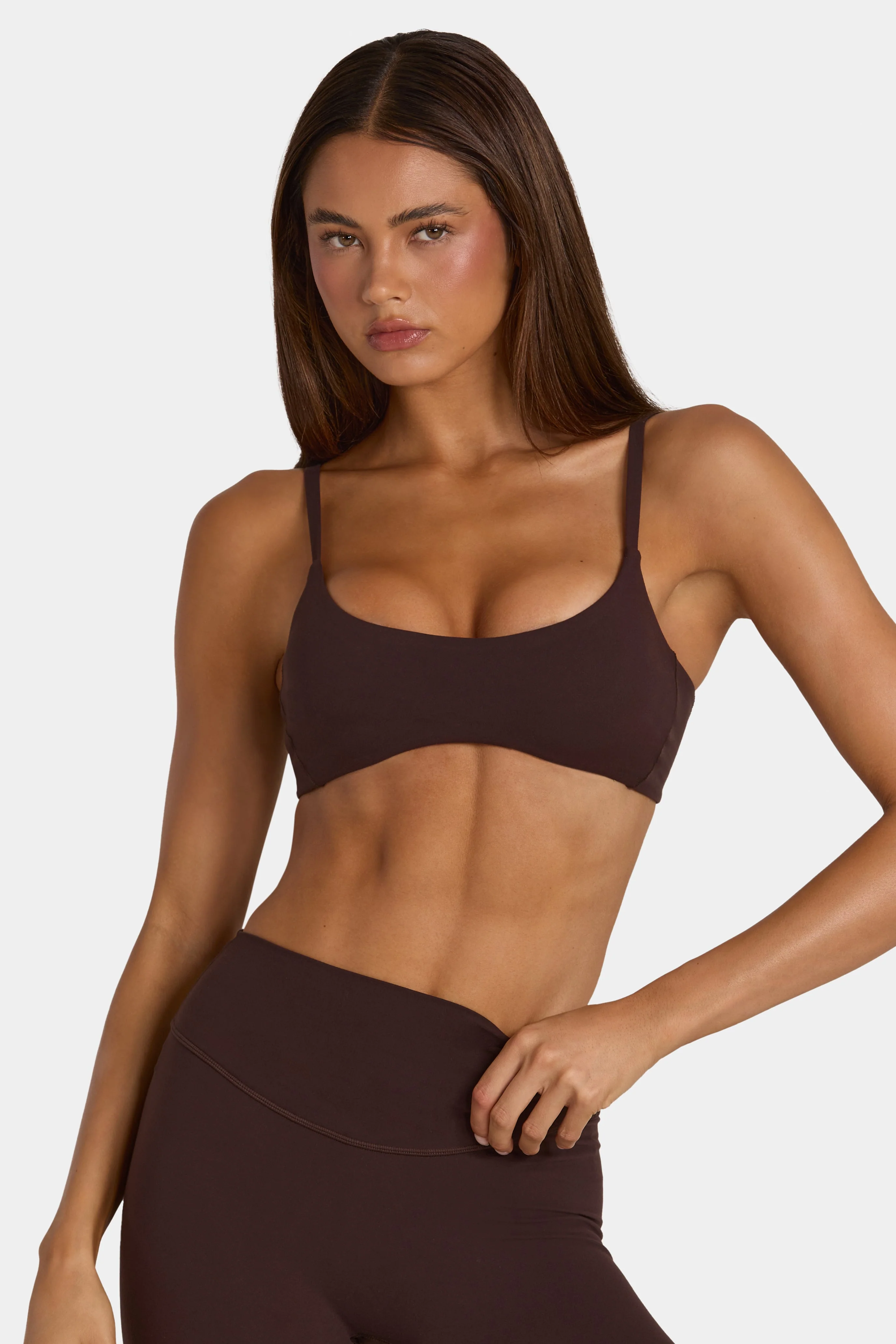 High-Performance Soft Active Low-Impact Sports Bra in Espresso Consistent