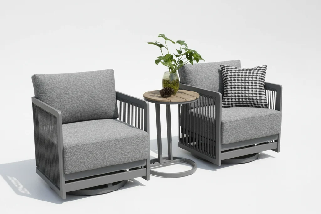 Fine Crafted Chicago 3-Pce Swival Outdoor Set Safe