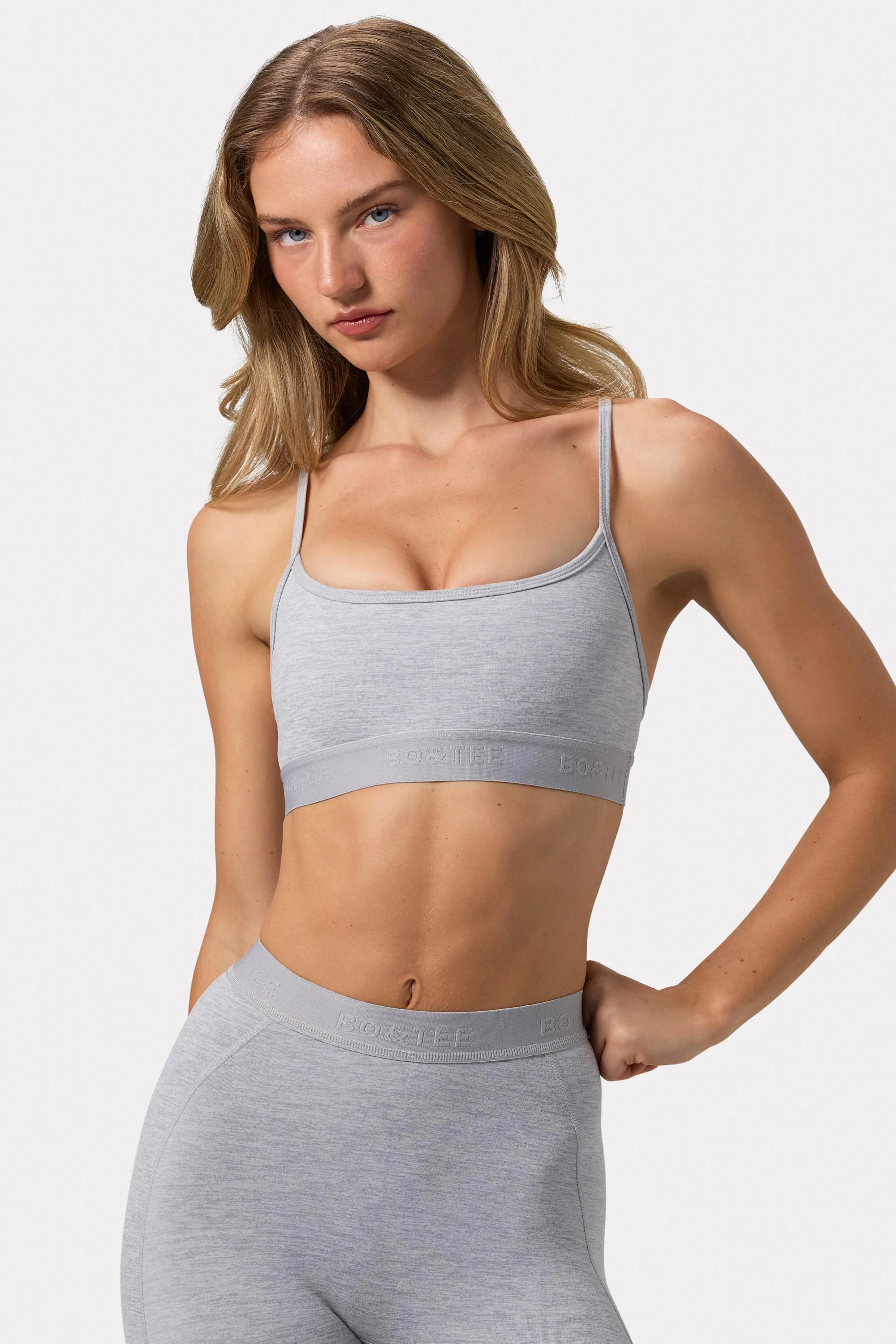 Fast Soft Active Cross-Back Sports Bra in Grey Marl Enhanced