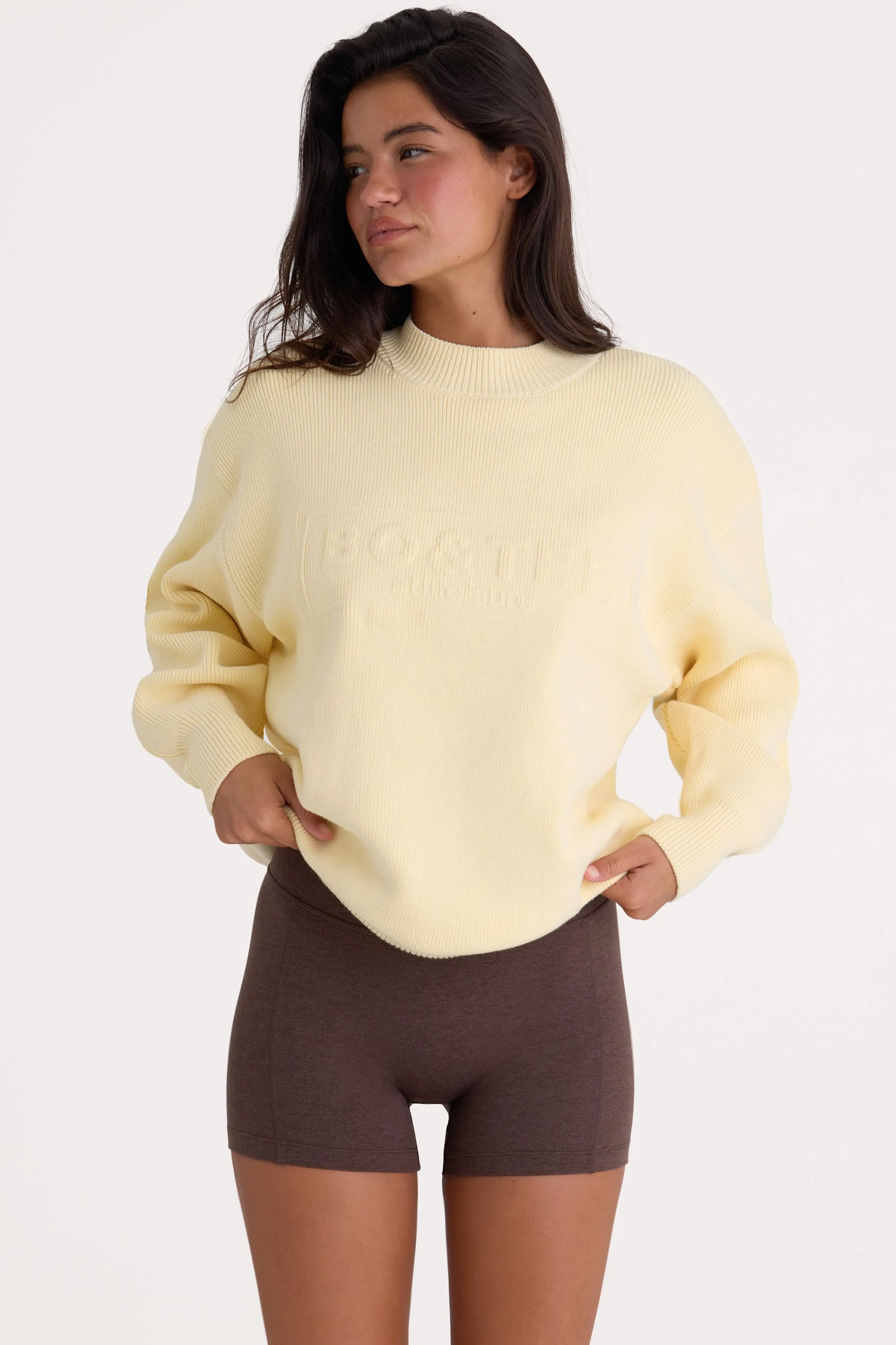 Efficient Ribbed Knit Oversized Jumper in Lemon Outstanding