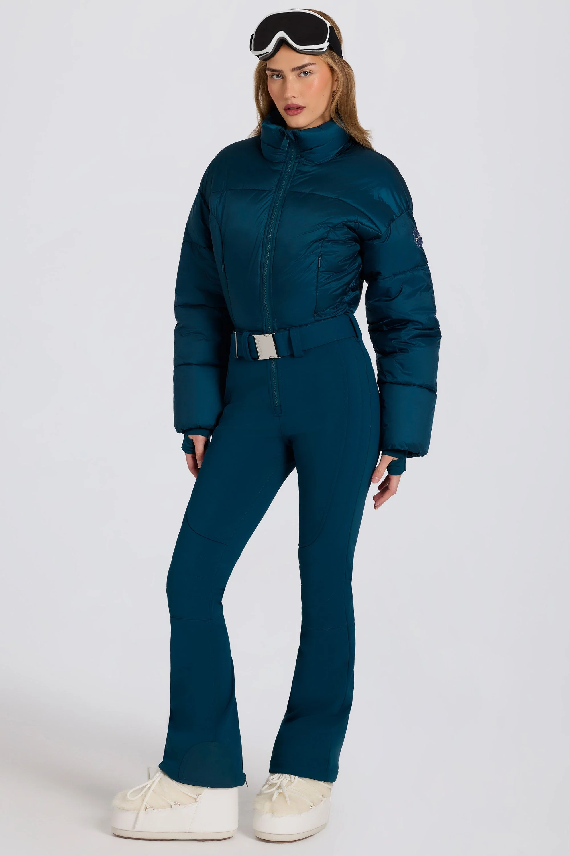 Advanced Waterproof Padded Belted Ski Suit in Teal Environmentally Friendly