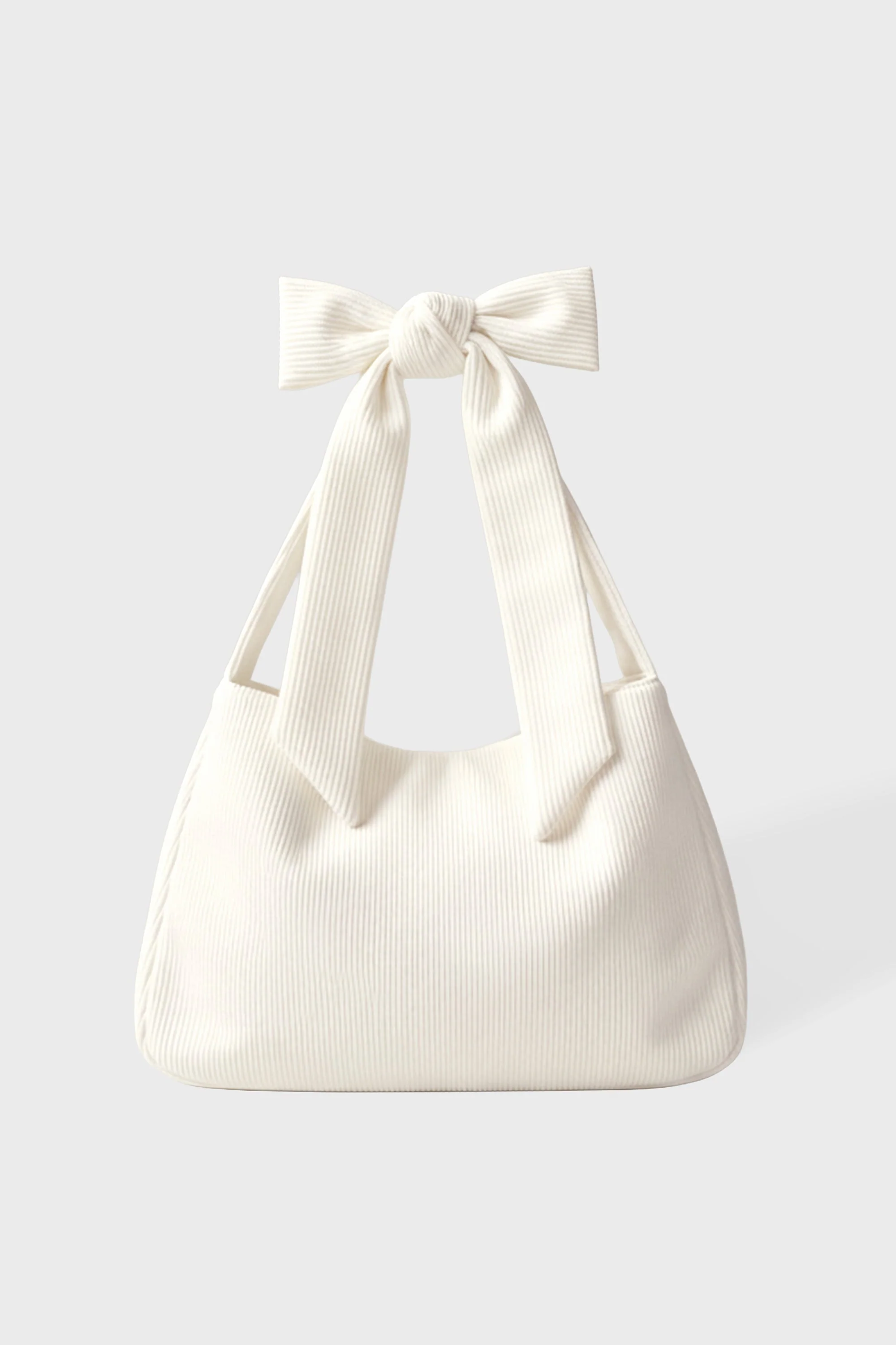 Proven Corduroy Bow Tote Bag in Ivory Natural