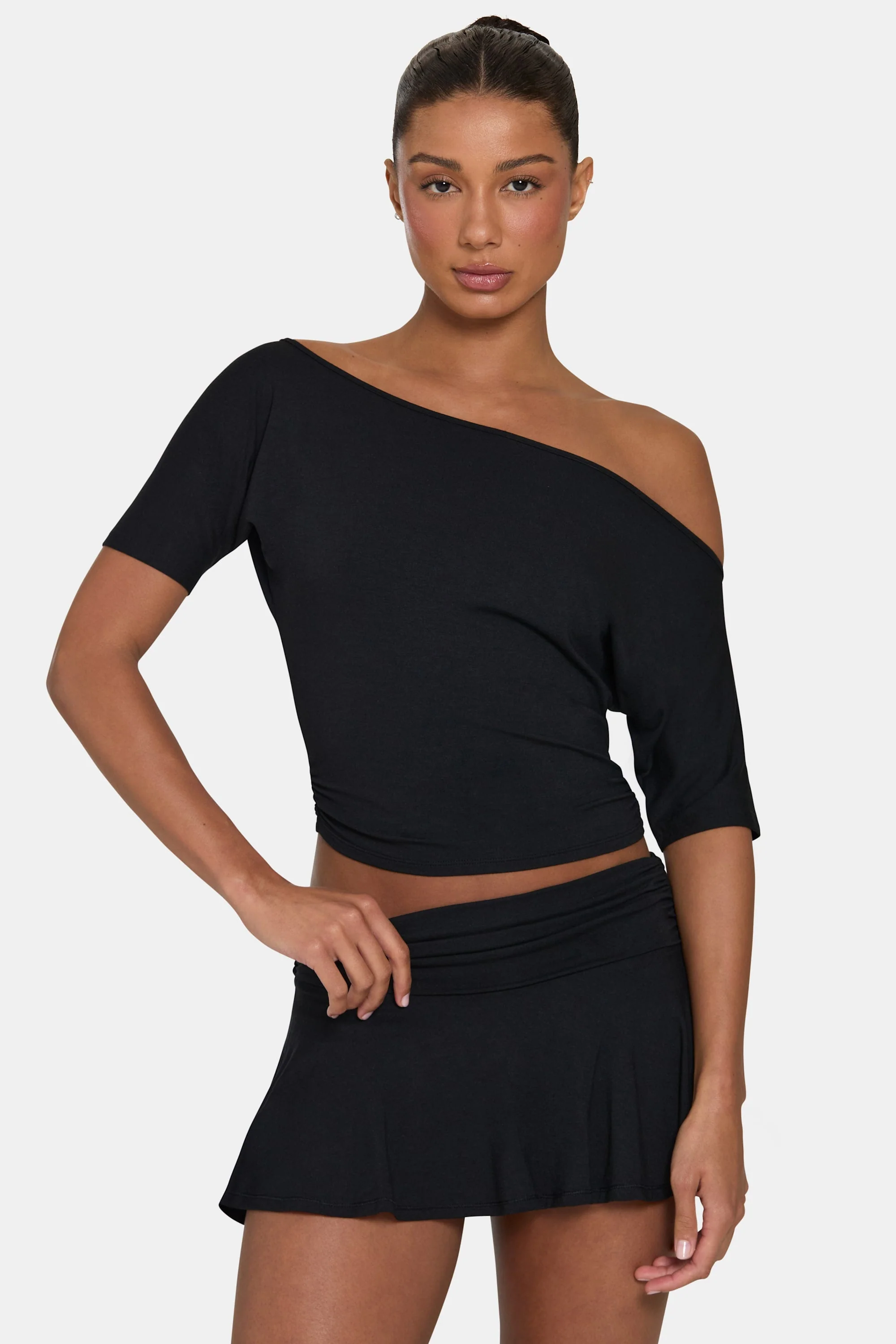 Outstanding ButterCloud™ Slouchy Off-Shoulder Top in Black Selected