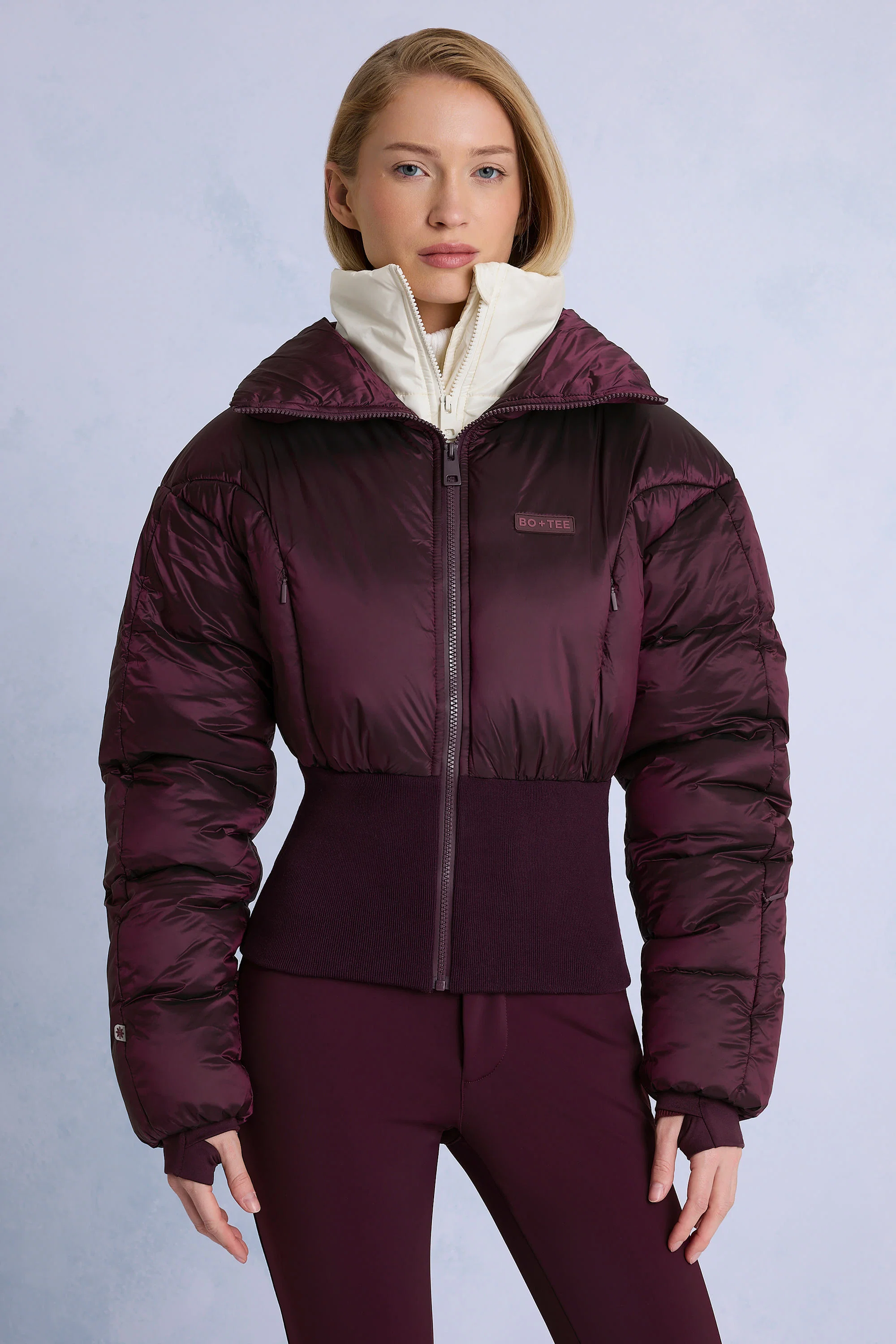 Premium Waterproof Layered Ski Jacket in Burgundy Environmentally Friendly