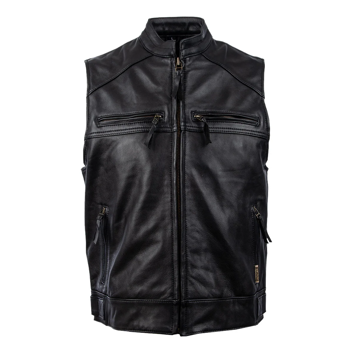 Verified MMCC Men’s Ducktail Black Leather Motorcycle Vest – MV3520 Green