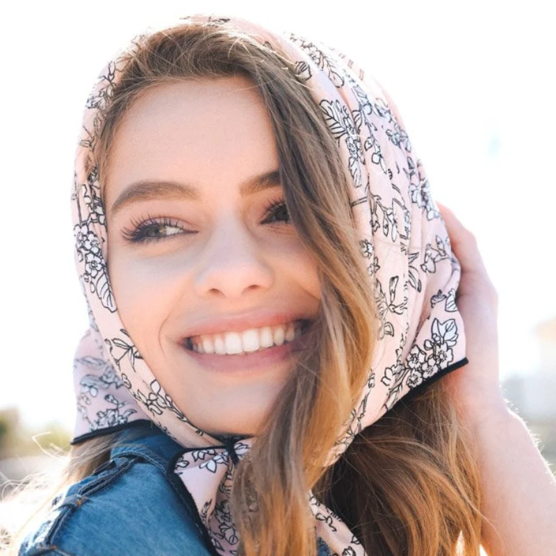 Natural Floral Print Scarf Fine