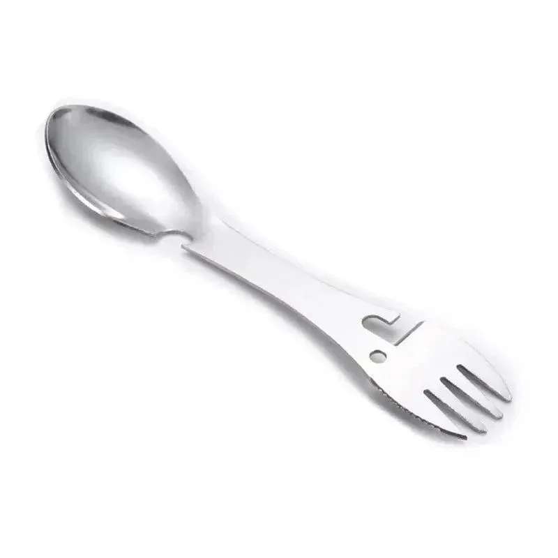 Practical 5-in-1 Multifunction Camping Spork – Stainless Steel EDC Utensil for Outdoor Adventures Versatile