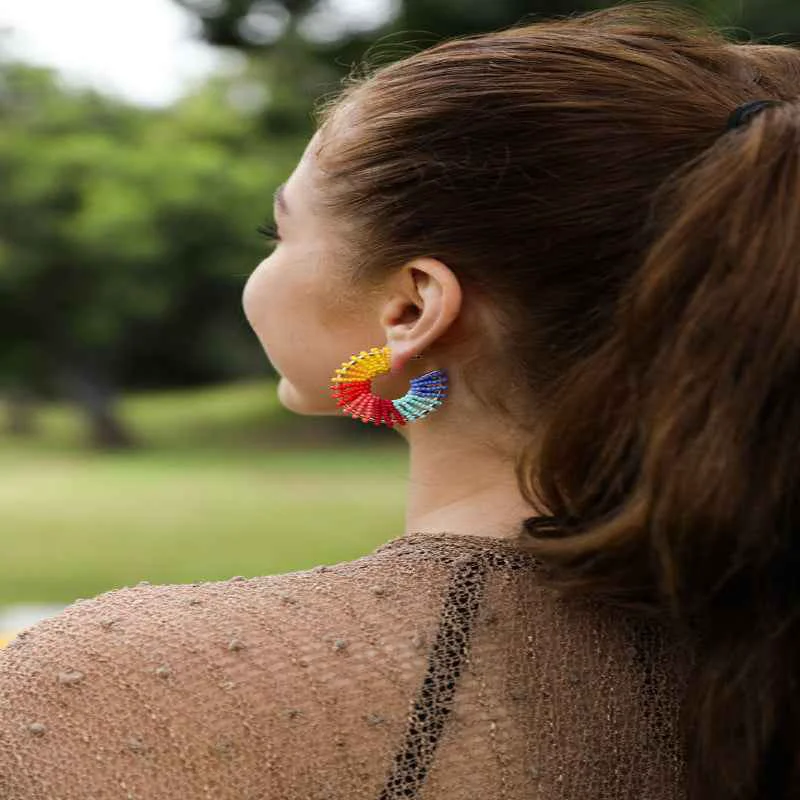 Official Rainbow Beaded Hoop Earrings Specialty
