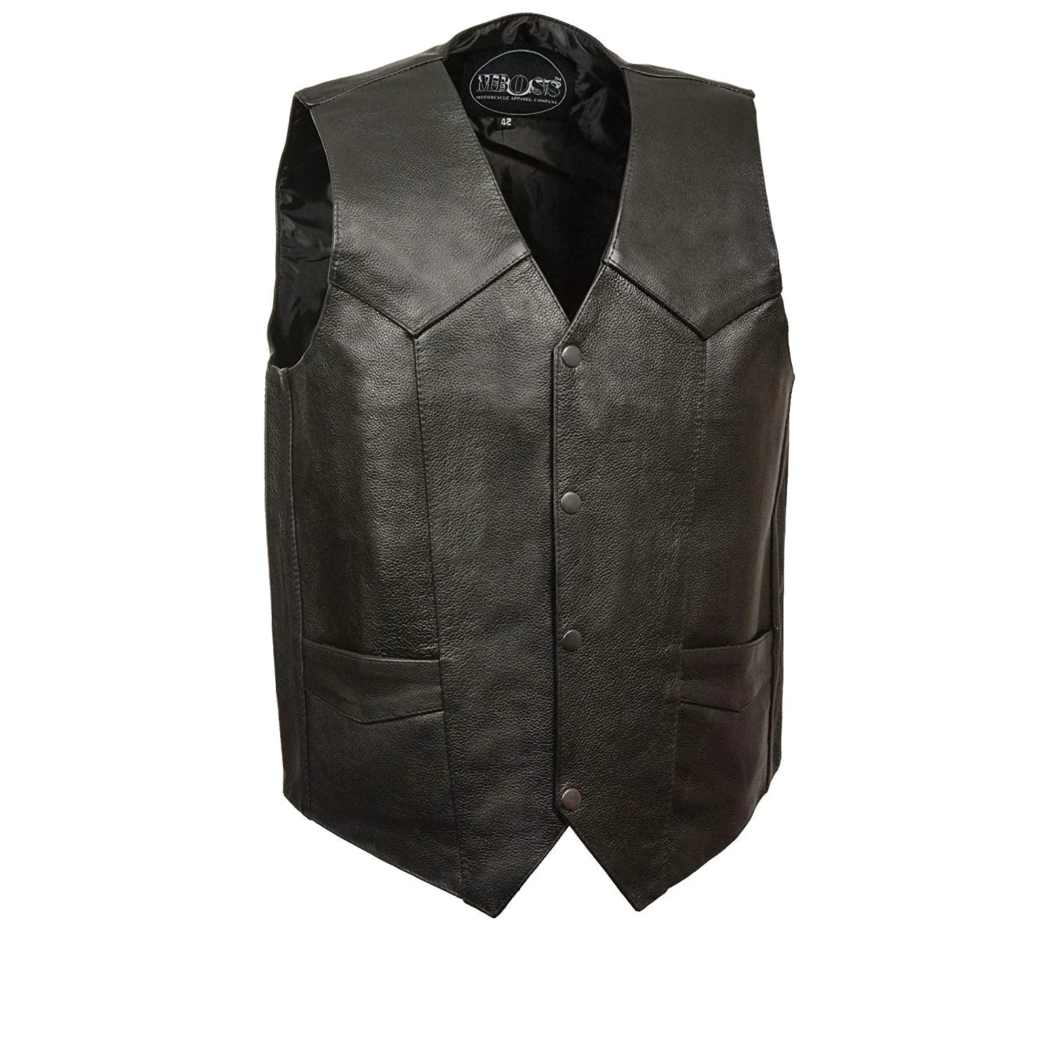 High-Quality M Boss Motorcycle Apparel BOS13513 Men’s Black Leather Classic Style Western Motorcycle Rider Vest Fast