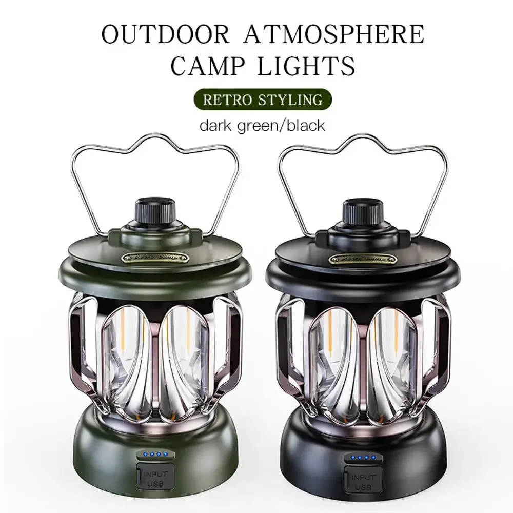 Quality Retro Portable Camping Lantern – Rechargeable Dimmable LED Hanging Lamp Outstanding