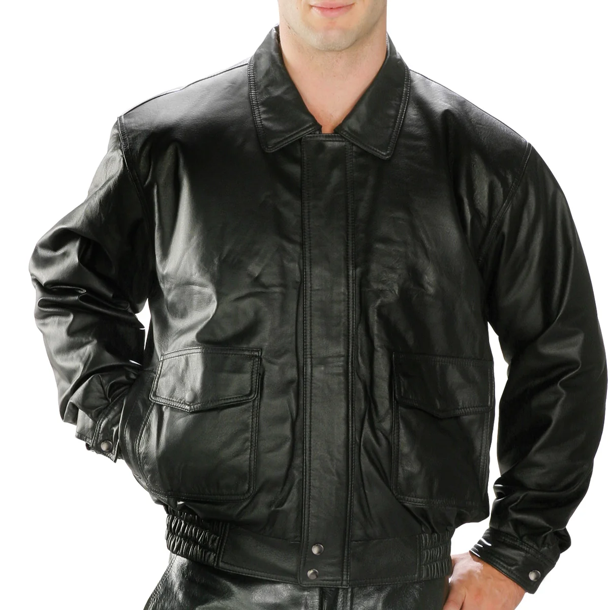 Dependable USA Leather 1515 Men’s Black ‘Classic Aviator’ Bomber Leather Jacket Unique